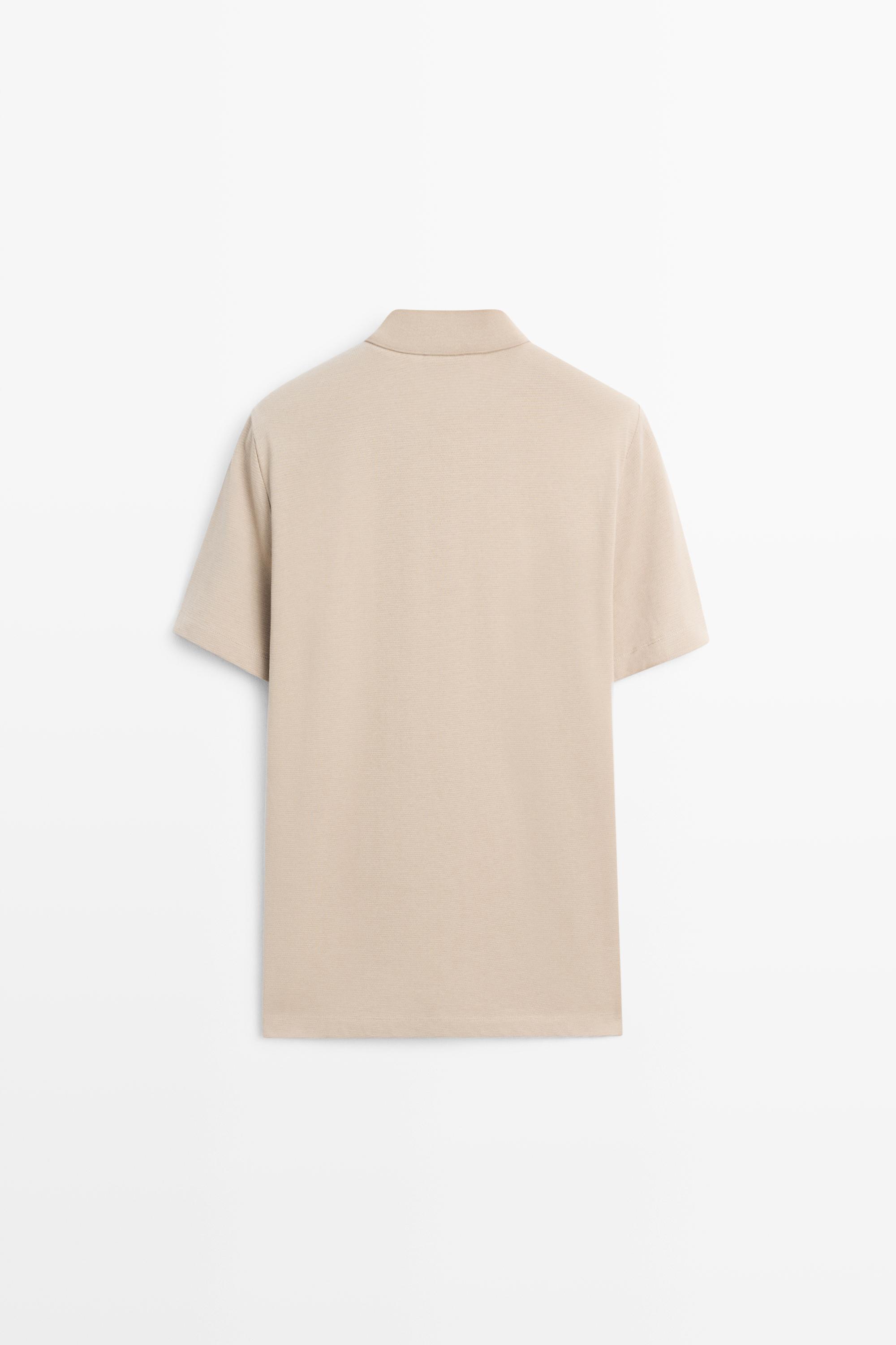 100% cotton structured polo shirt — STONE