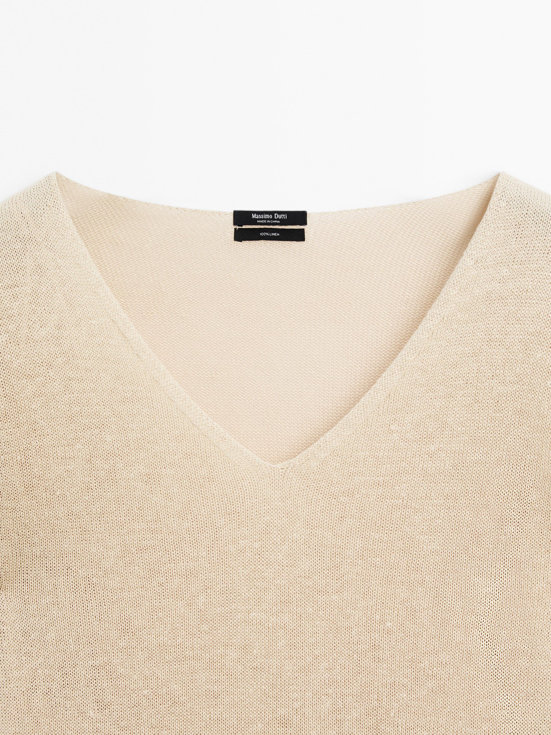 100% linen long sleeve knit sweater