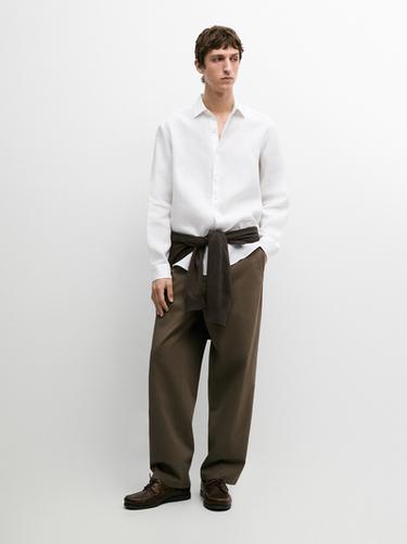 Extra fine regular fit linen shirt — WHITE 1