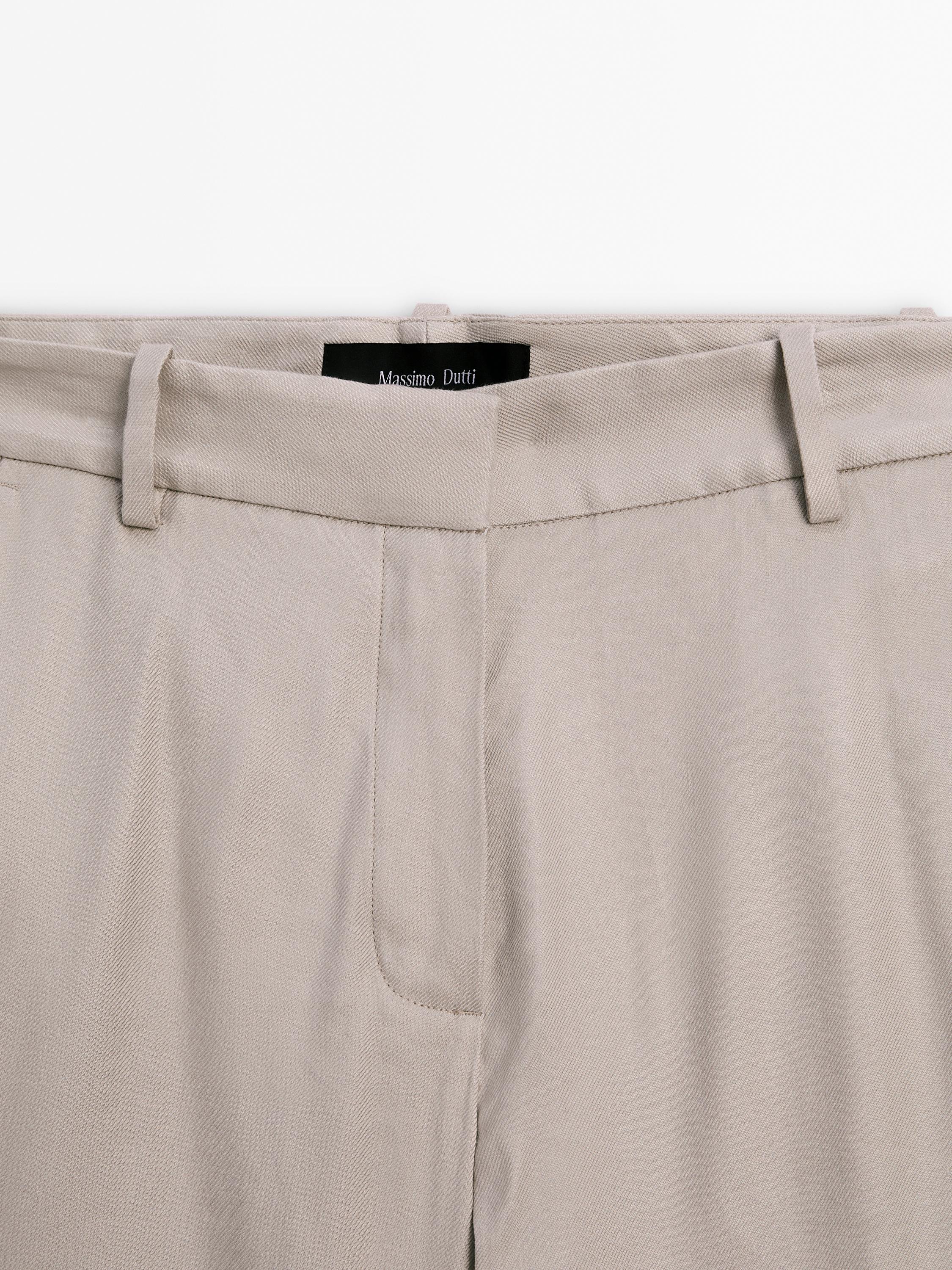 Stretch linen blend trousers