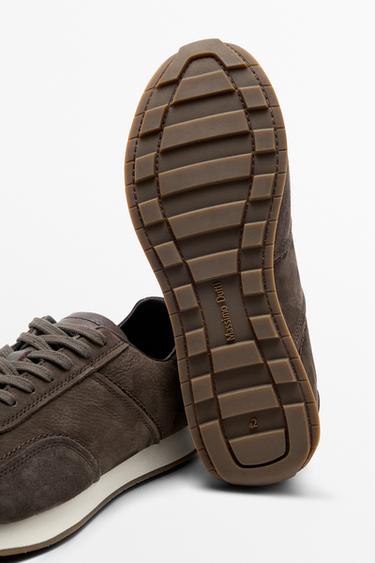 Milled nappa leather sneaker — BROWN 8