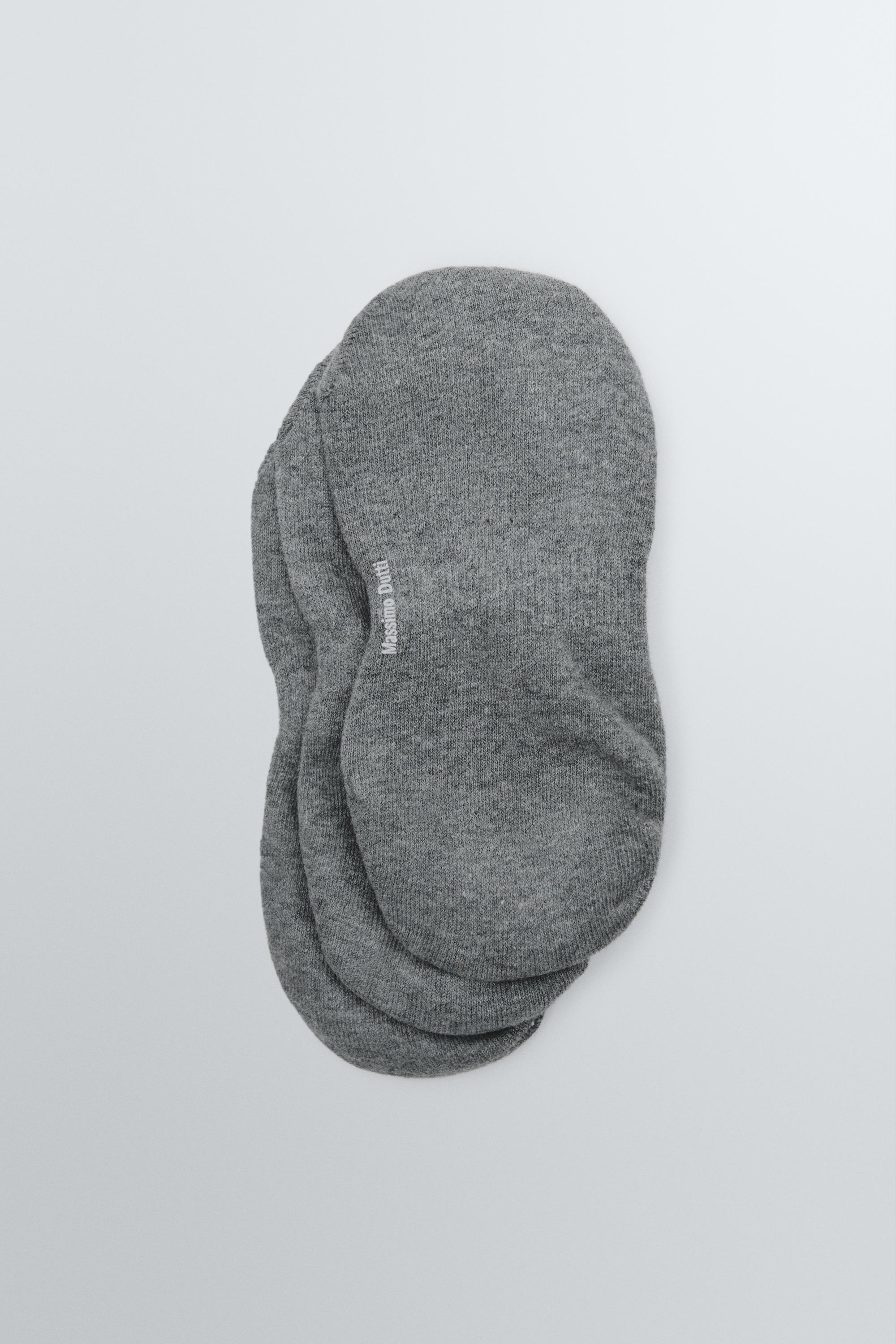 Pack of 3 pairs of no-show cotton blend socks — CHARCOAL