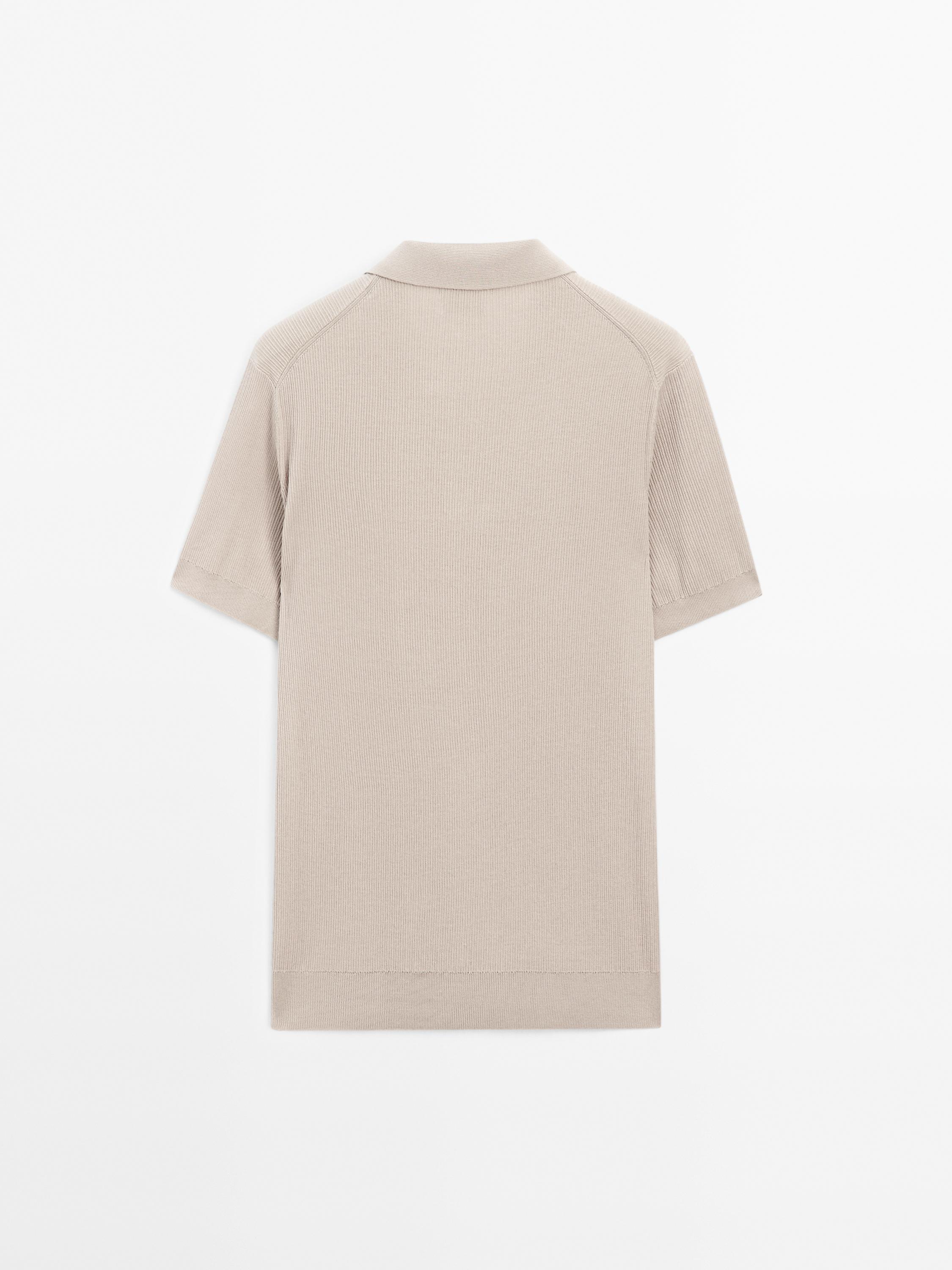 100% cotton ribbed knit polo shirt