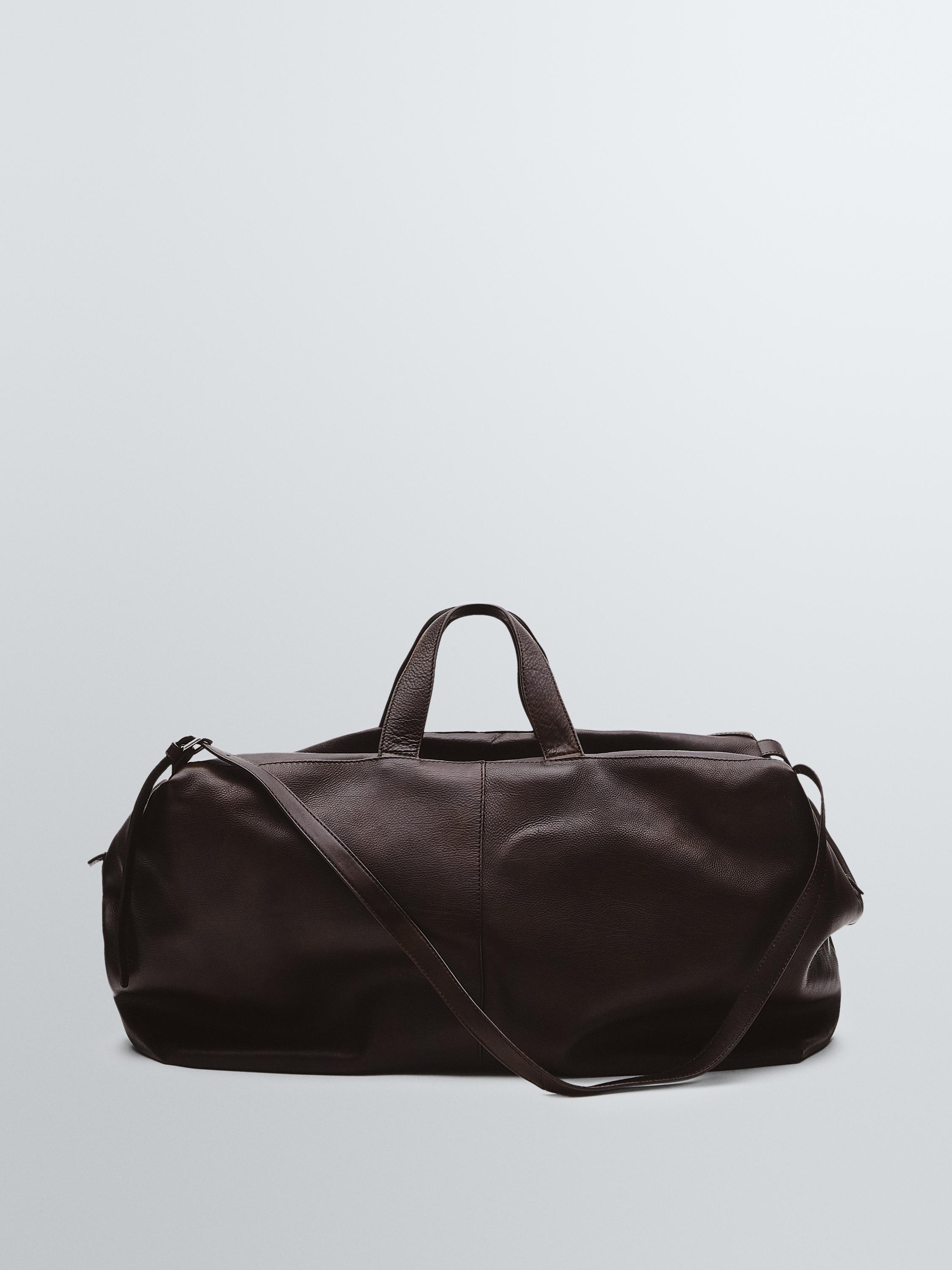 Nappa leather maxi duffle bag — BROWN