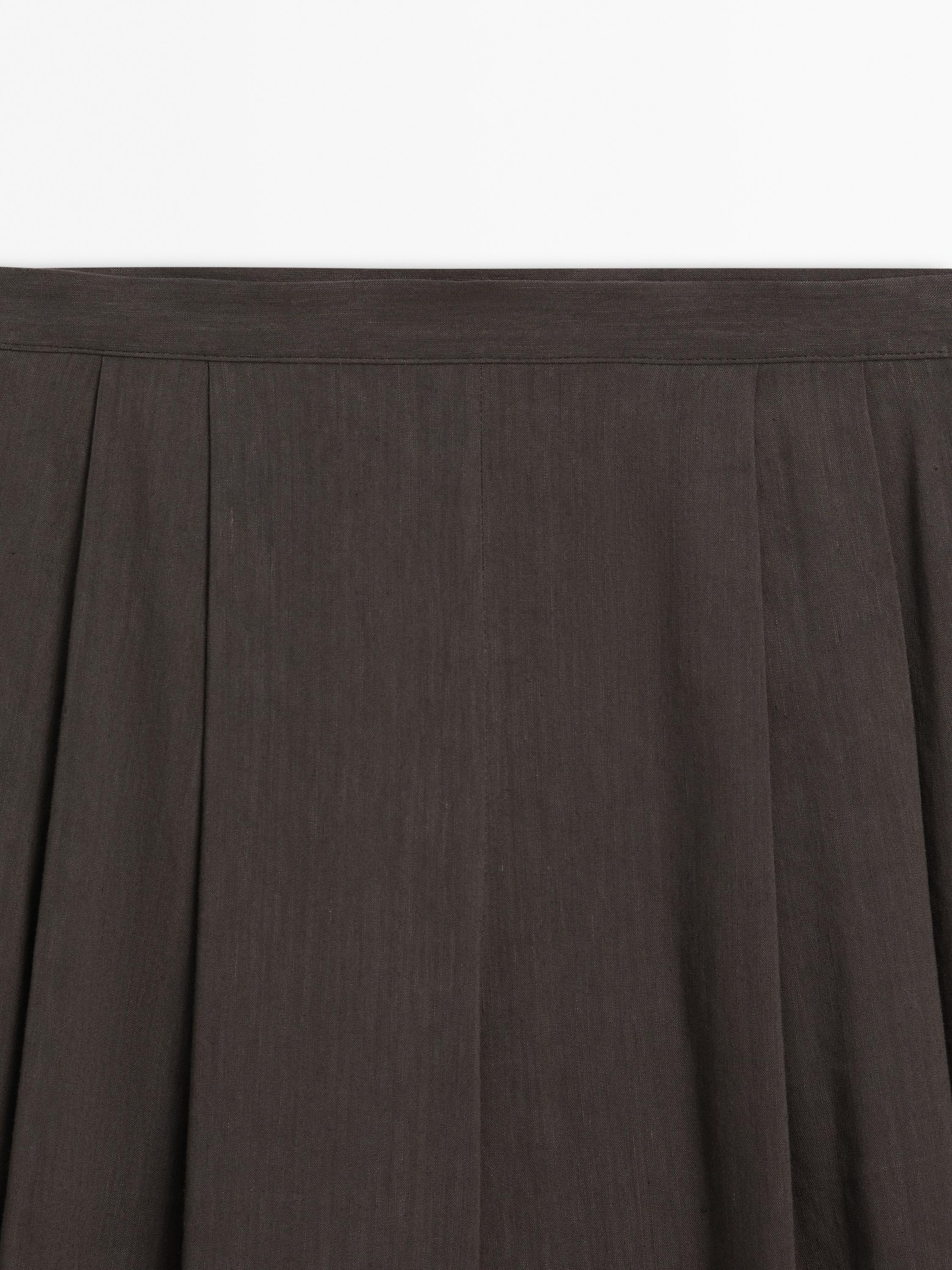 Linen blend pleated trousers