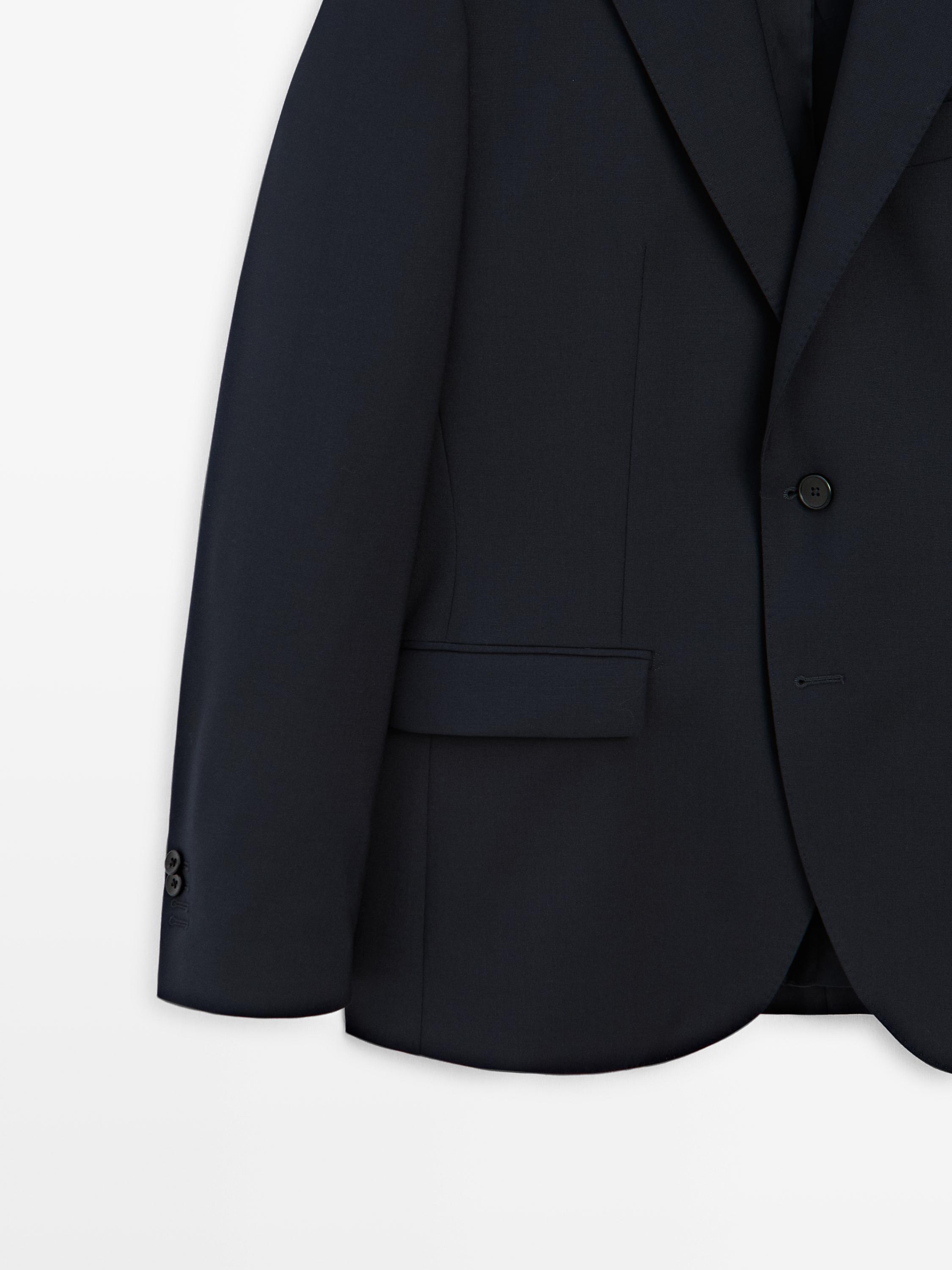 Cool wool blend suit blazer — NAVY BLUE