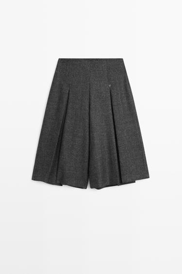 Pleated-detail skort pants — GREY 2