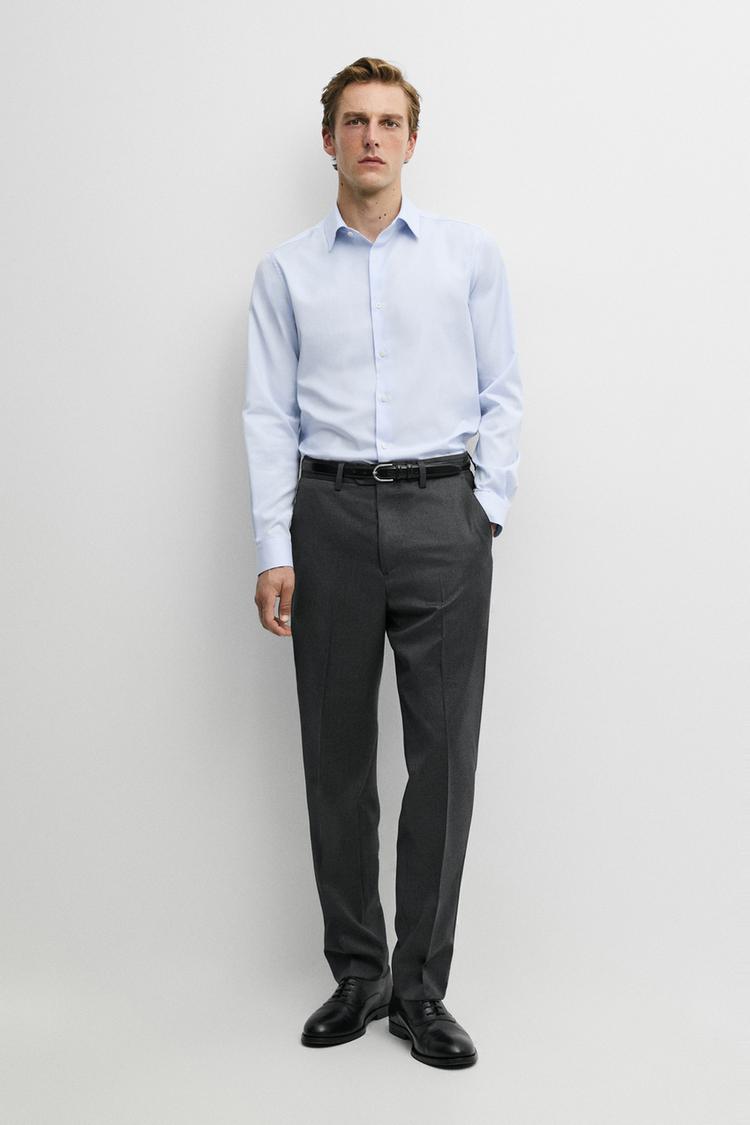 Slim fit micro-check tailored fit shirt — SKY BLUE