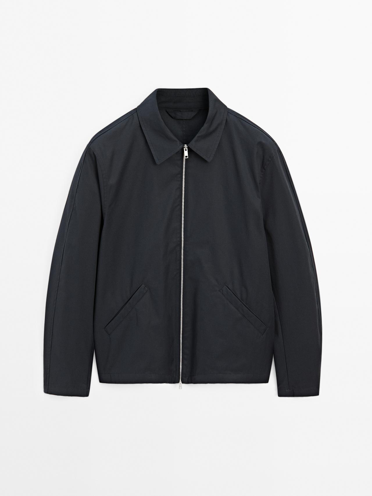Massimo Dutti - Herre - Vandafvisende Stofjakke - Marineblå - L