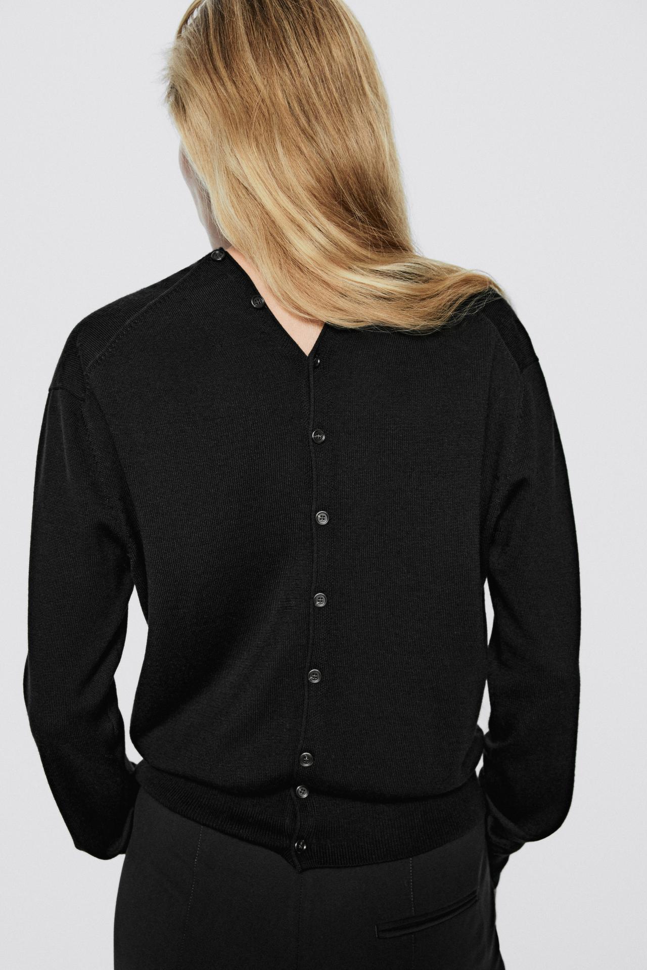 100% wool knit cardigan with button detail - LIMITED EDITION — BLACK