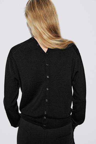100% wool knit cardigan with button detail - LIMITED EDITION — BLACK 3