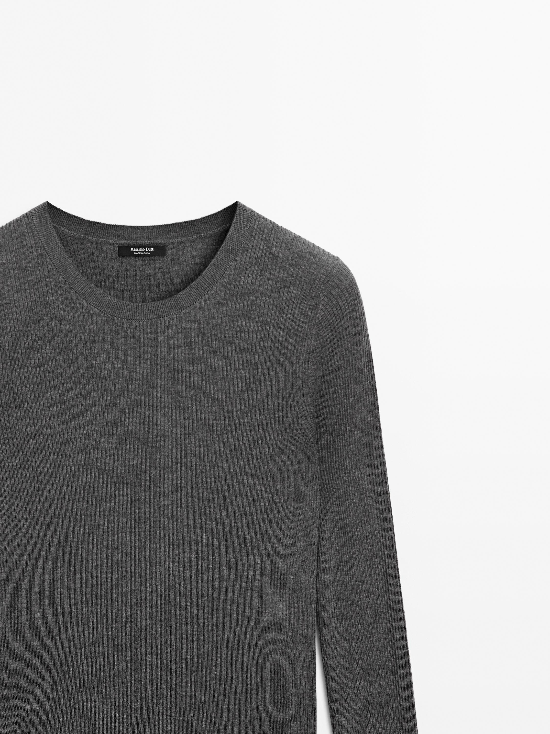 Ribbed knit wool blend sweater