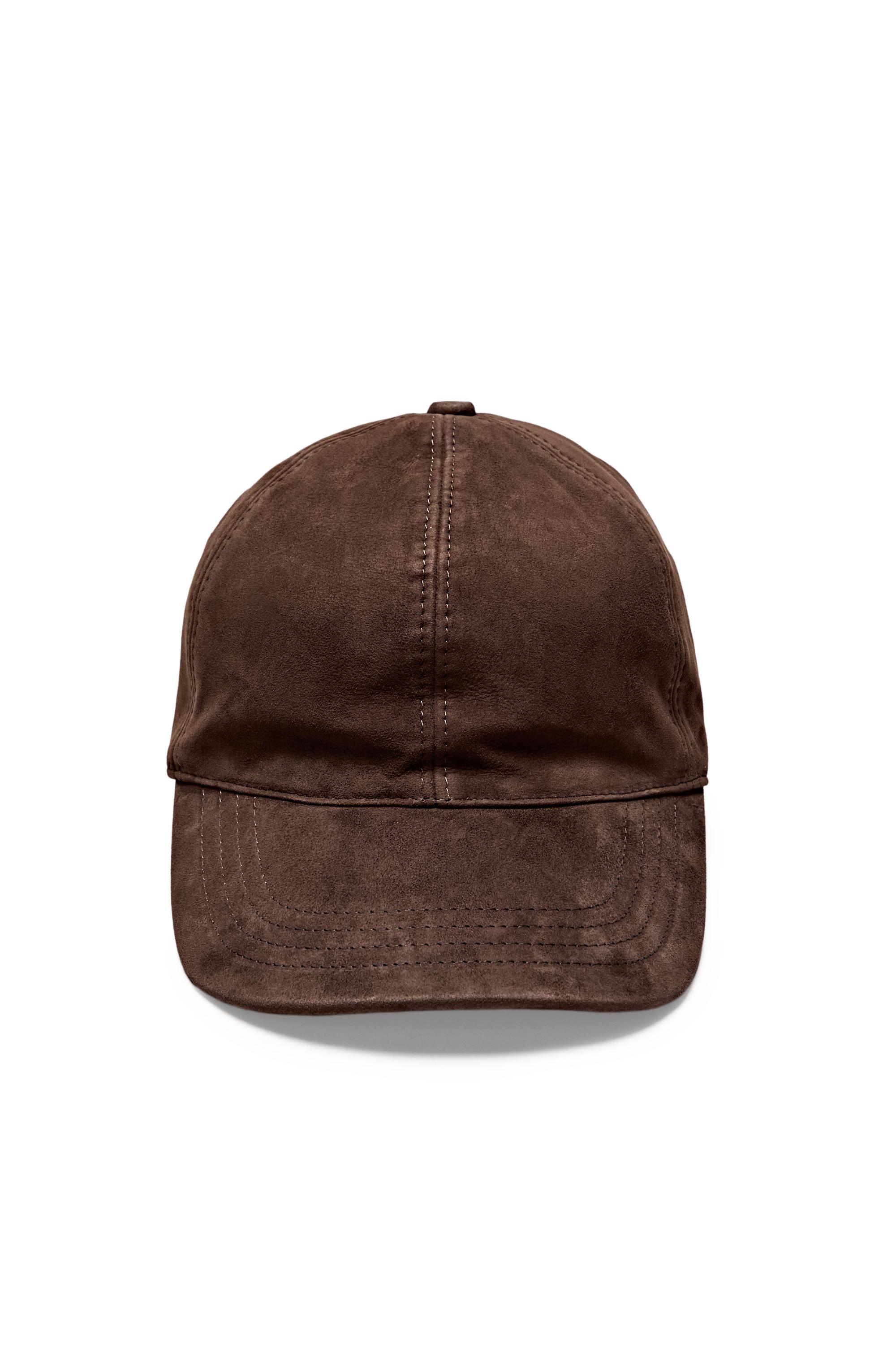 Suede leather cap — Caramel