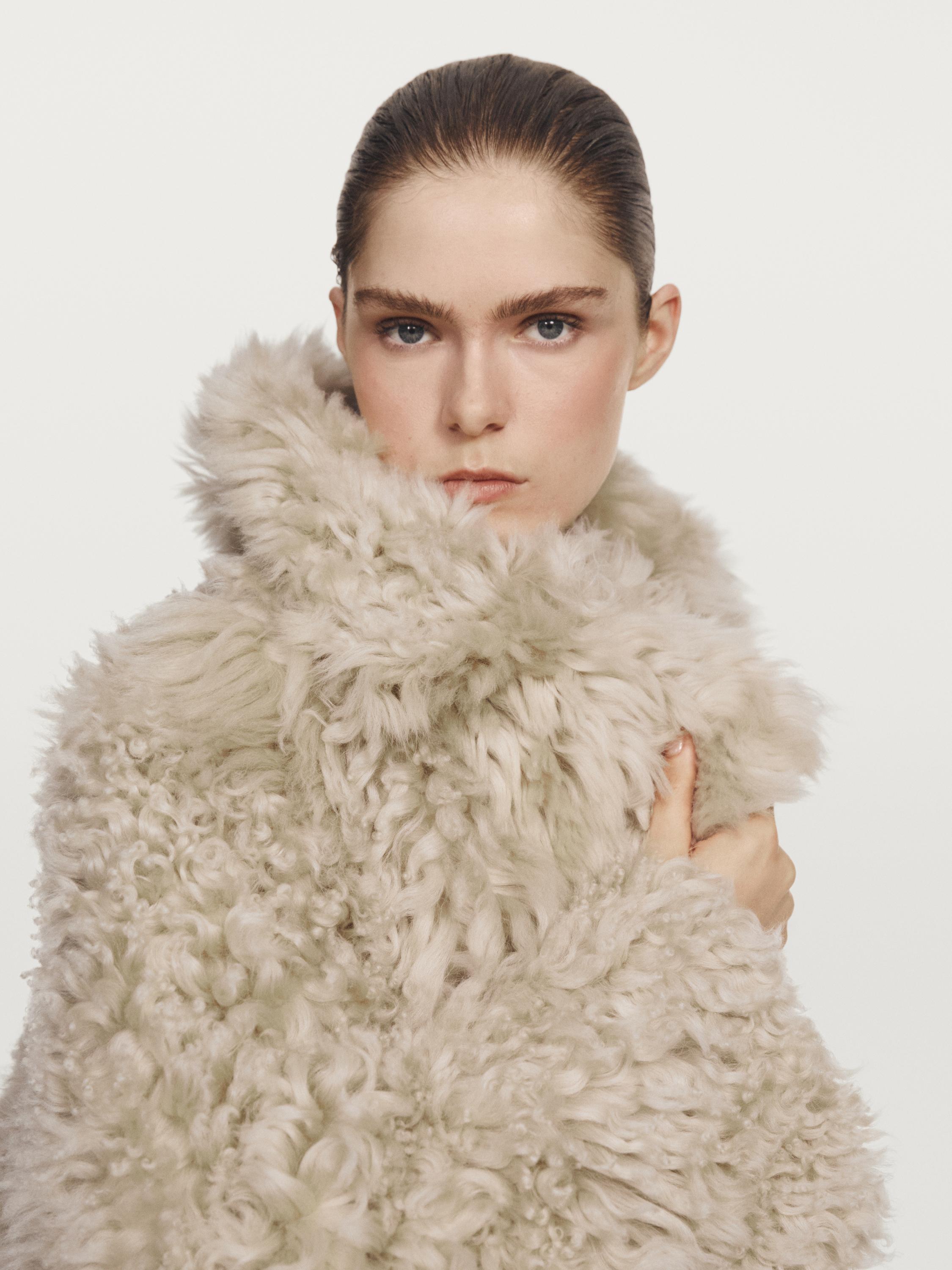 Short leather coat with fur - STUDIO — CREAM