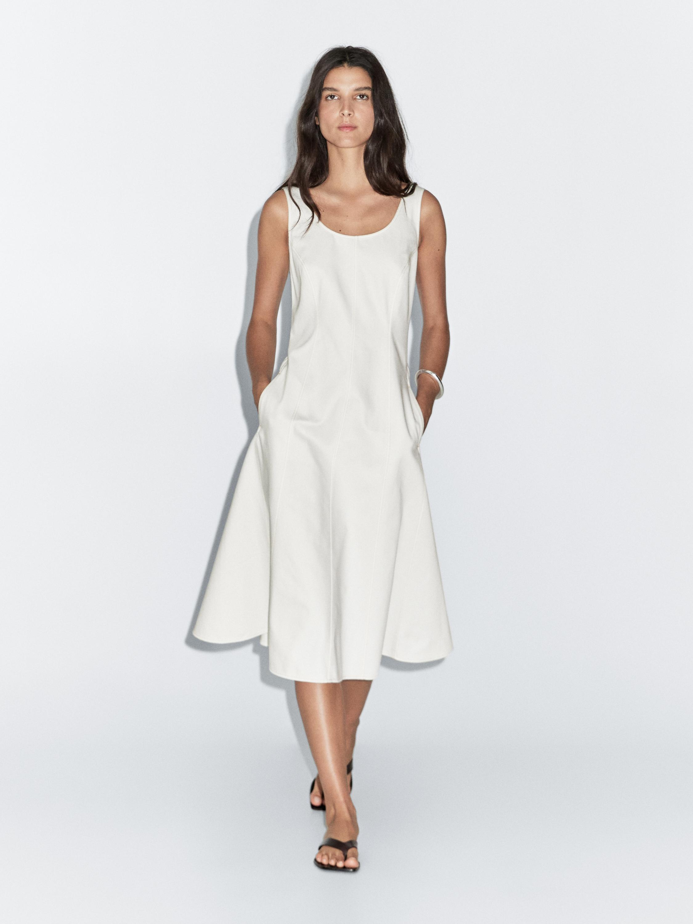 100% cotton denim midi dress