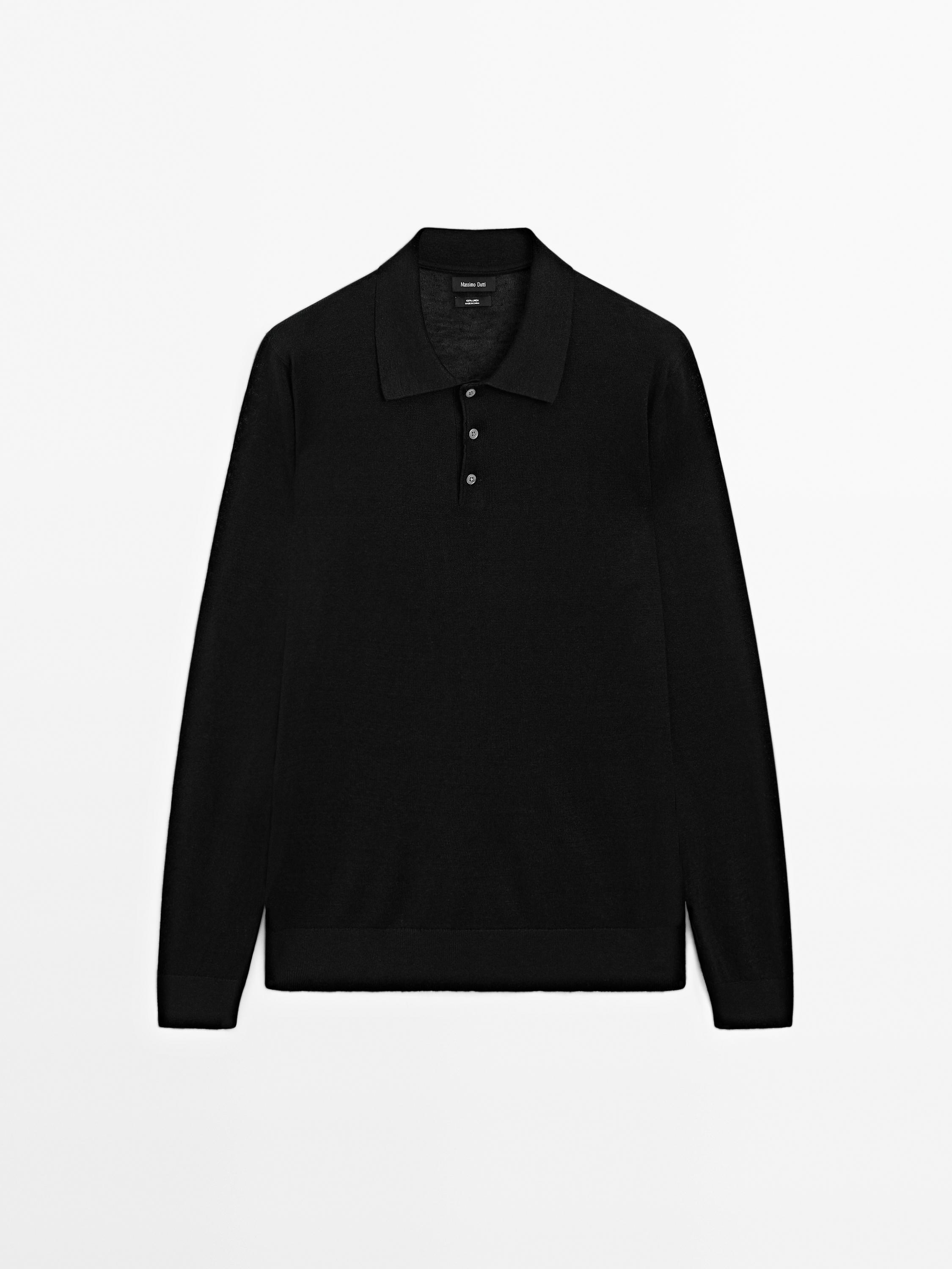 Pull en maille de lin à col polo