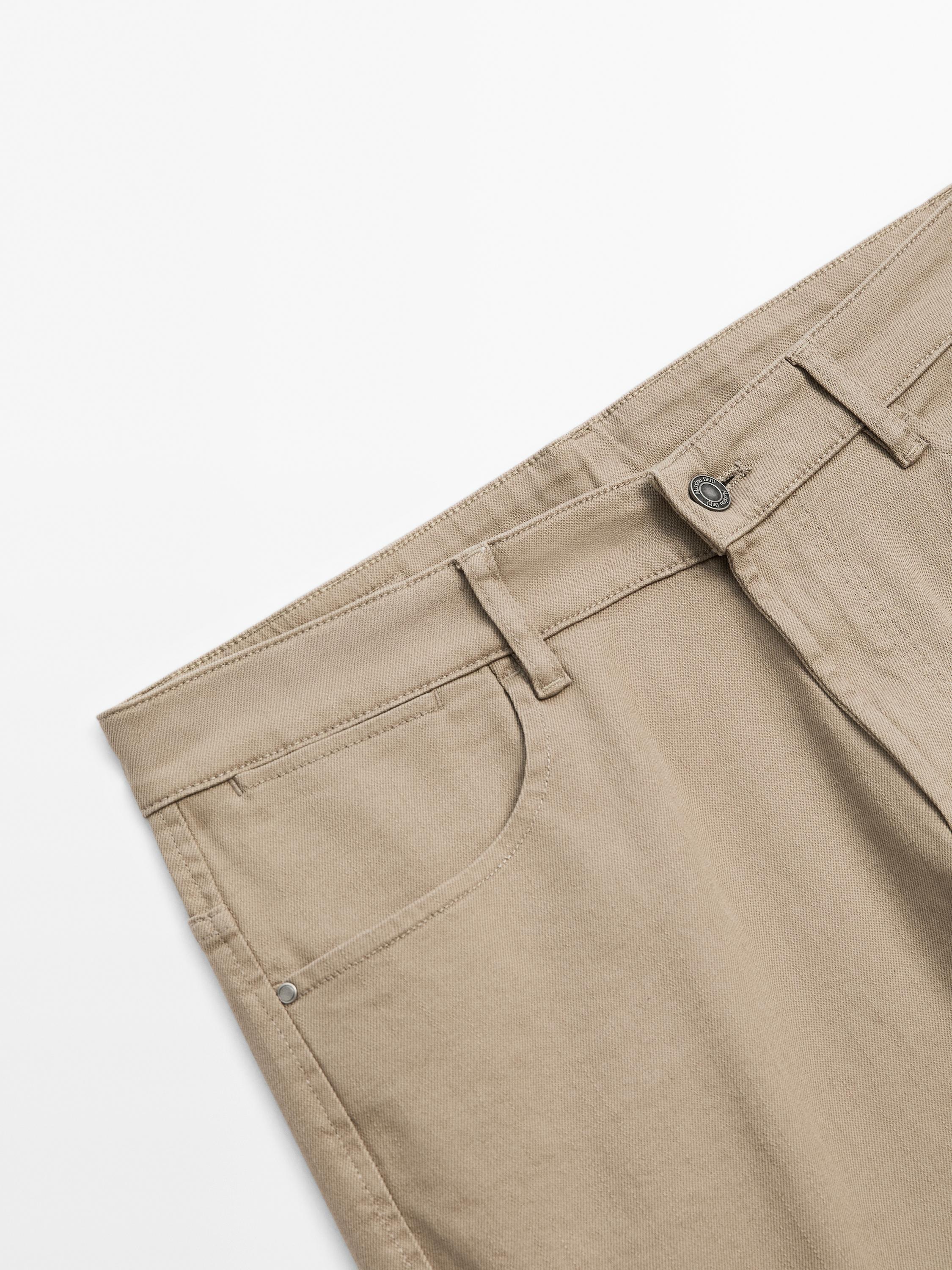 Cotton blend slim fit denim trousers