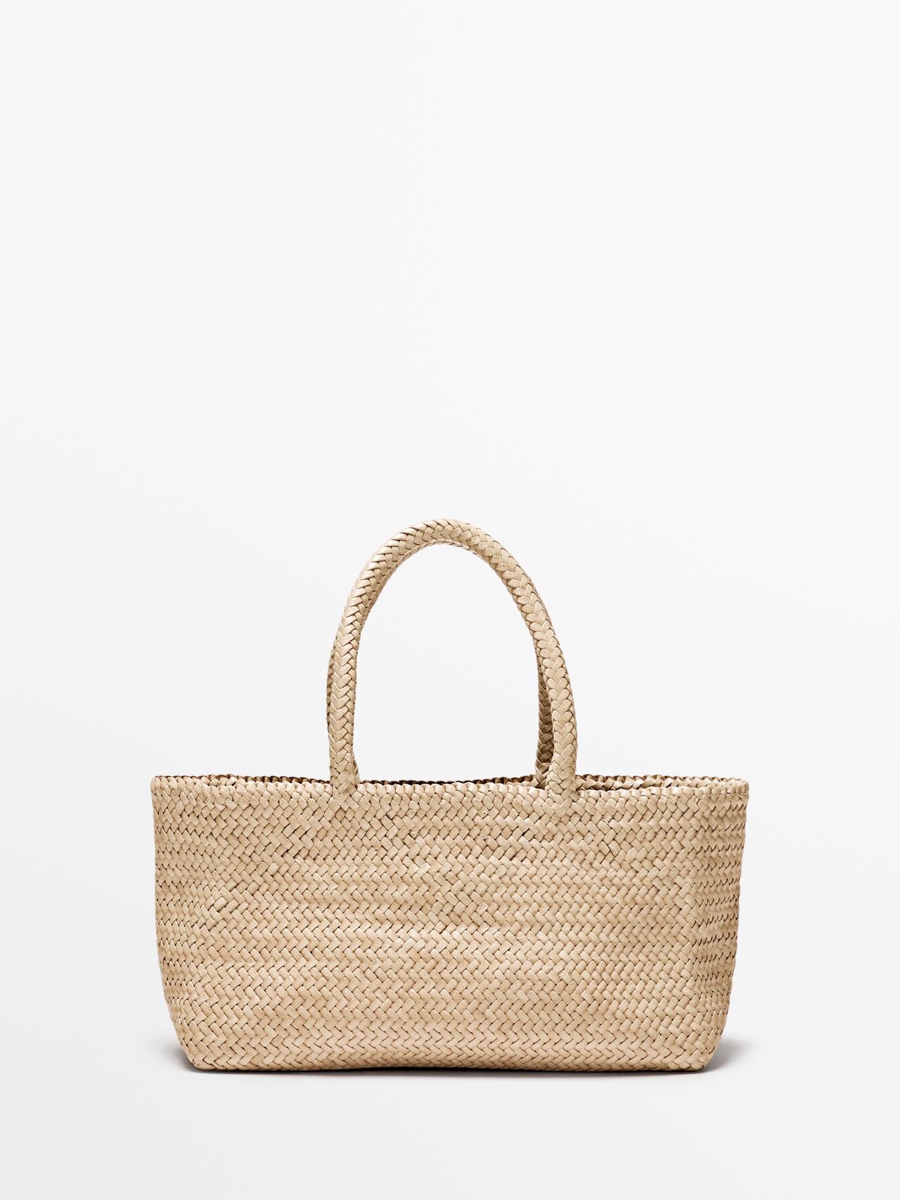 Massimo Dutti - Dame - Flettet Medium Shopper I Nappalæder - Råhvid - 01