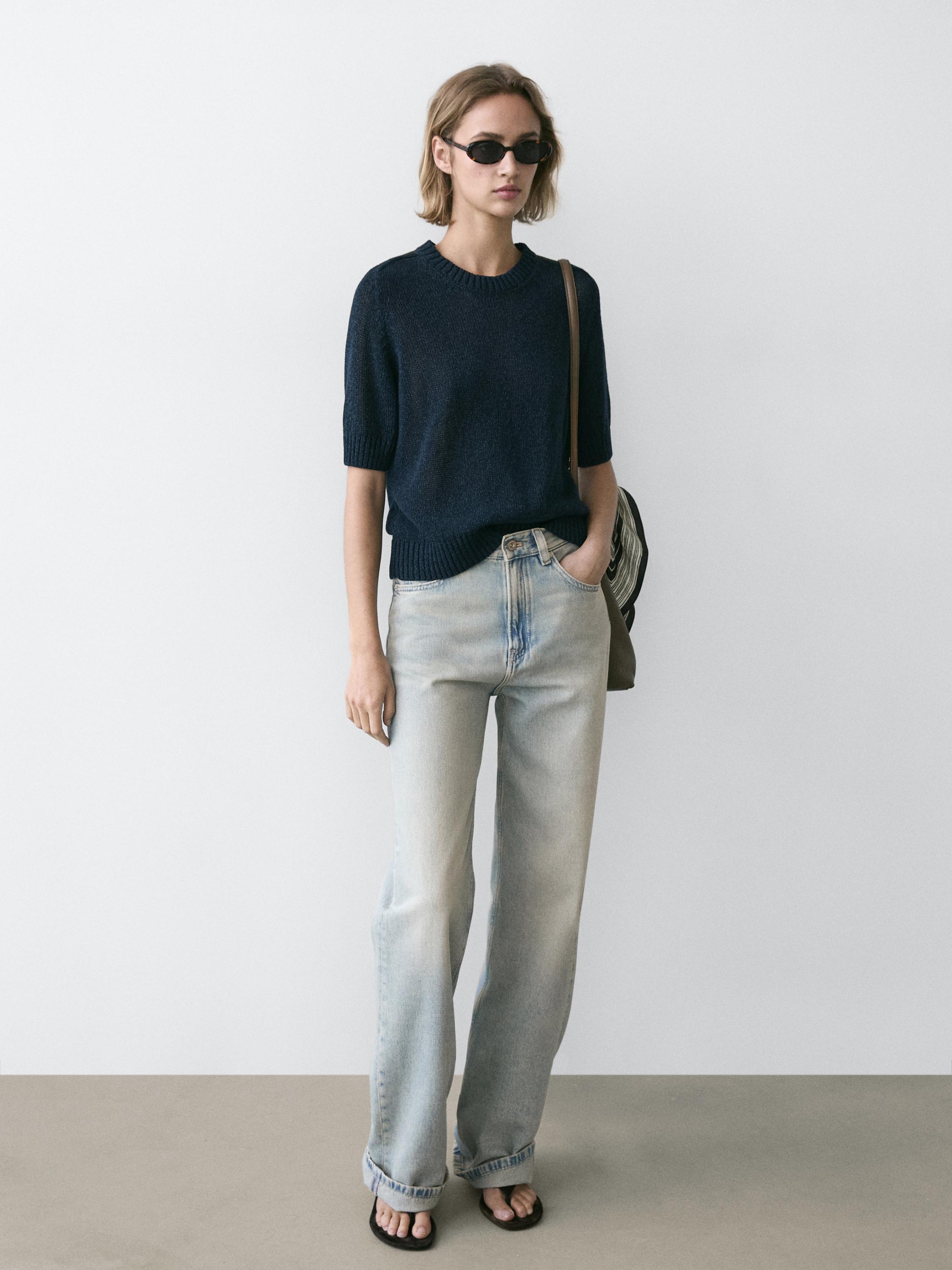 High-waist wide-leg jeans — Light Blue