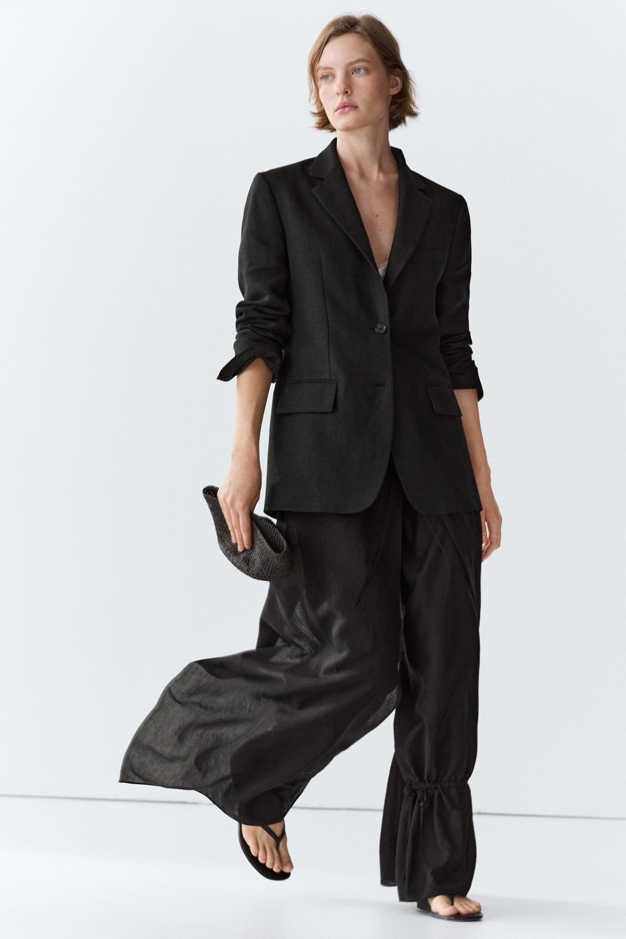 Double-layer pants with tie detail
