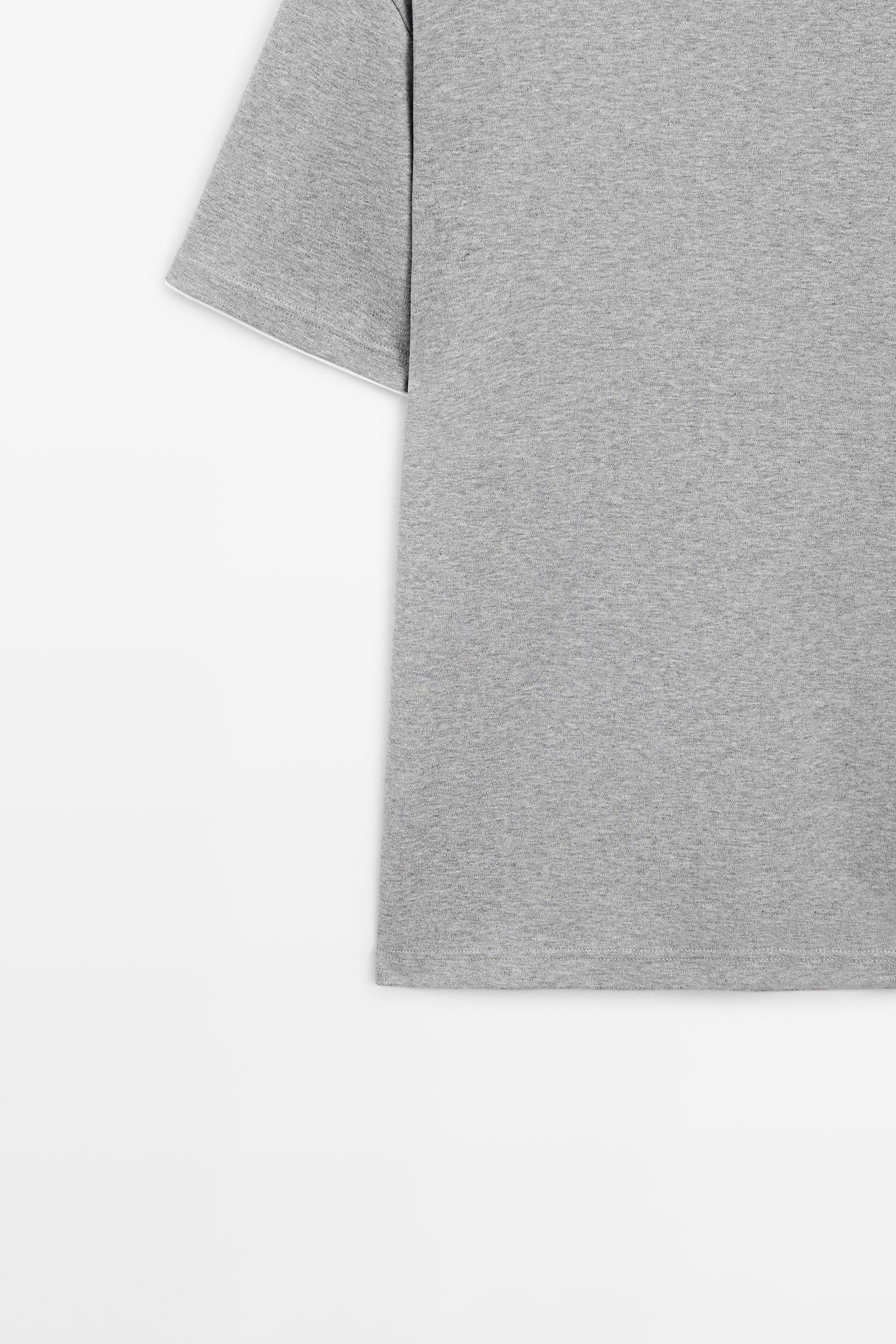 100% cotton T-shirt with contrast detail — GREY MARL