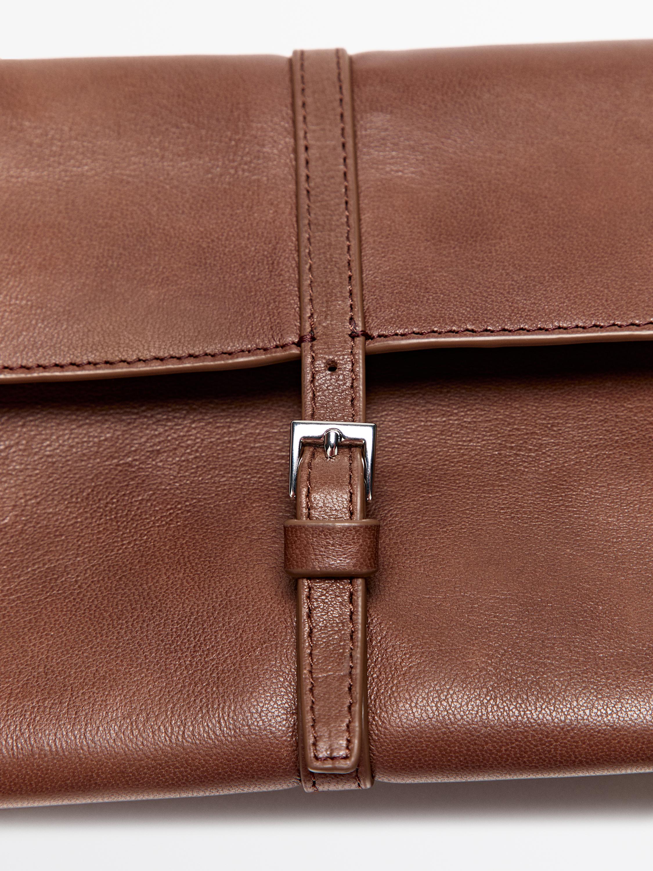 Nappa leather tech accessory case — BROWN