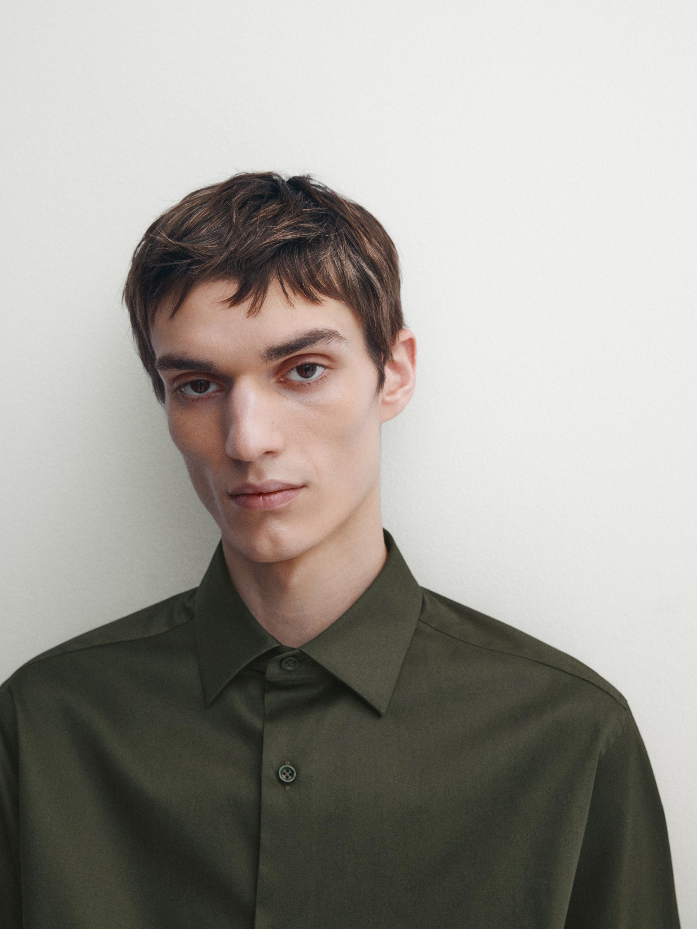 Slim fit cotton blend shirt