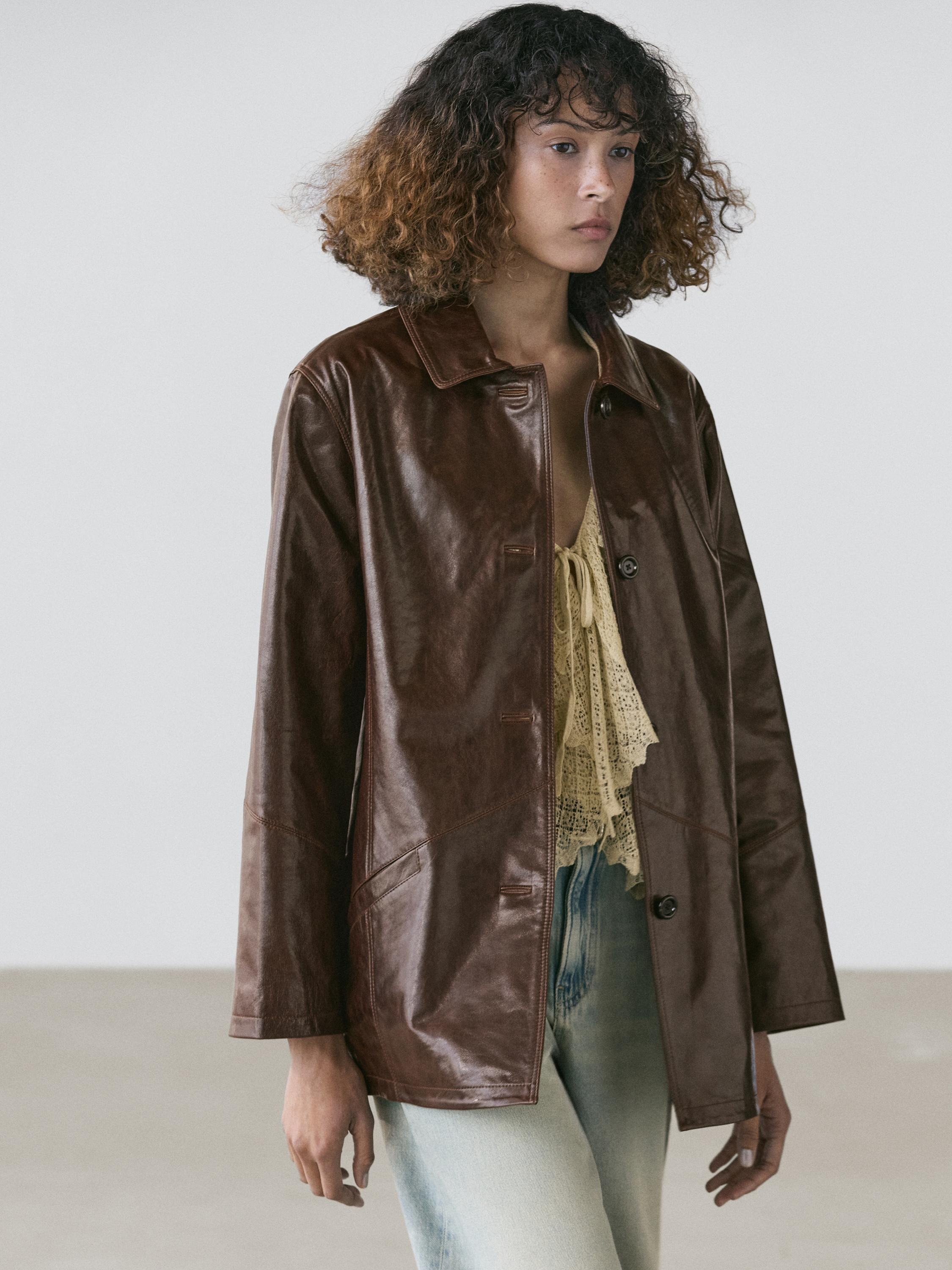 Nappa leather jacket — BROWN