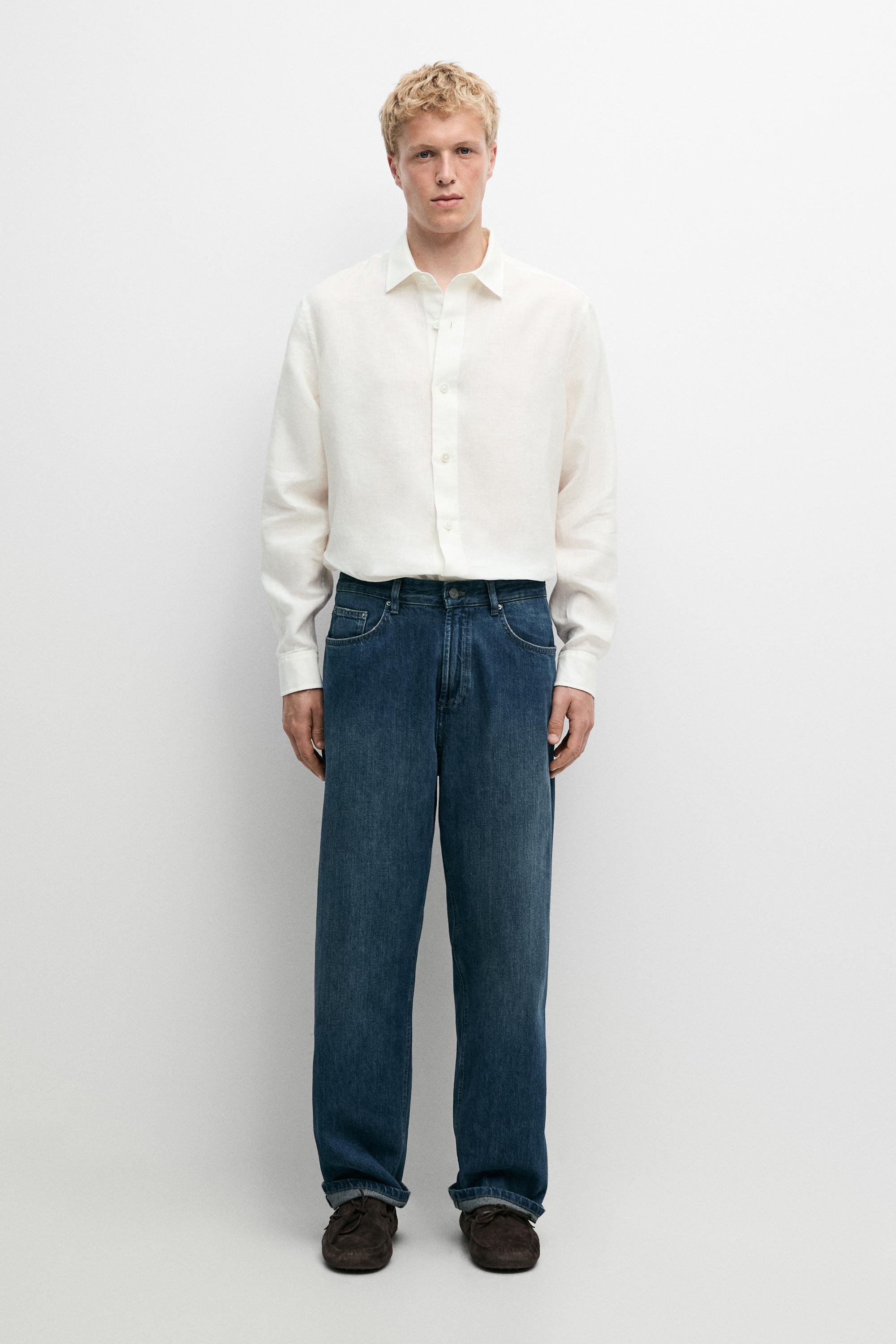 100% linen regular fit shirt — CREAM