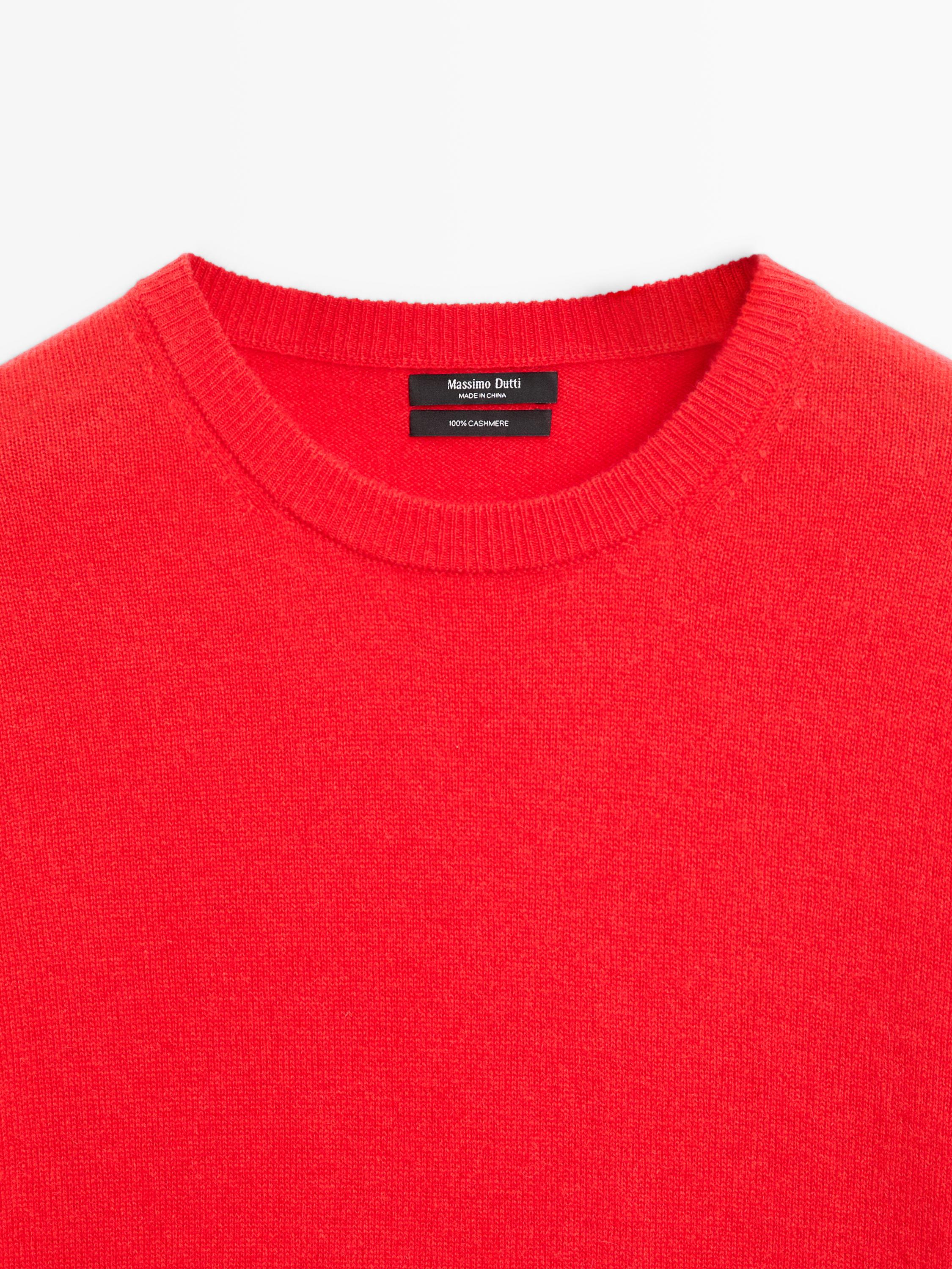 100% cashmere long sleeve sweater — ORANGE