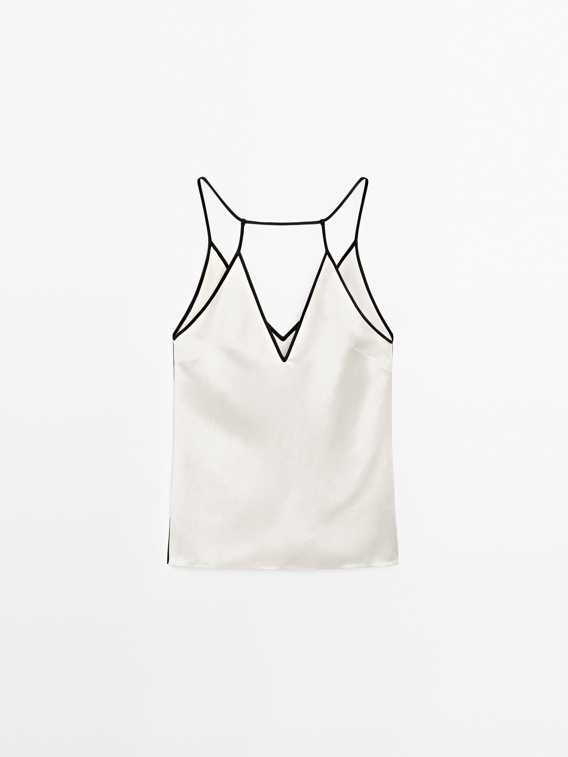 Top halter satinado detalle vivos