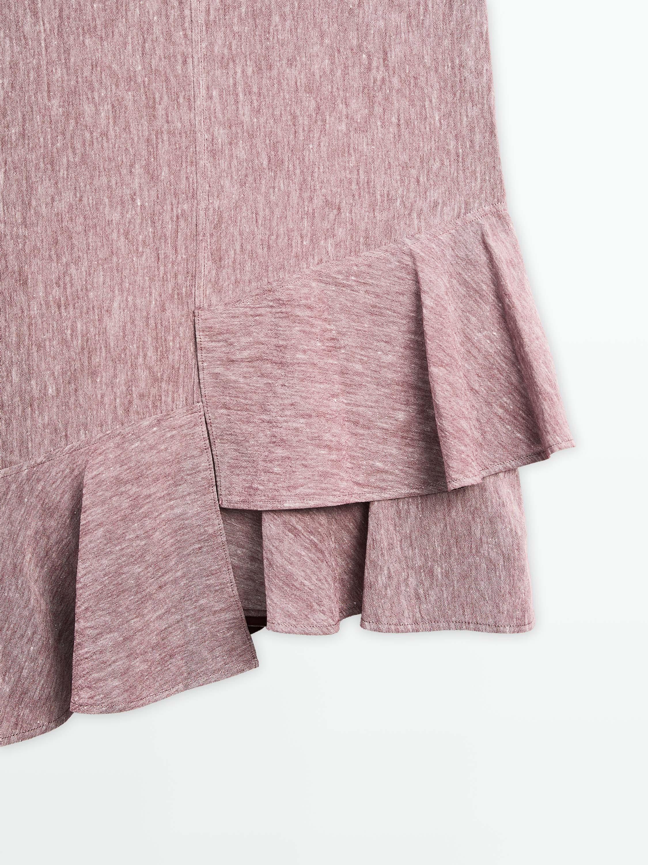 100% linen ruffled mini dress