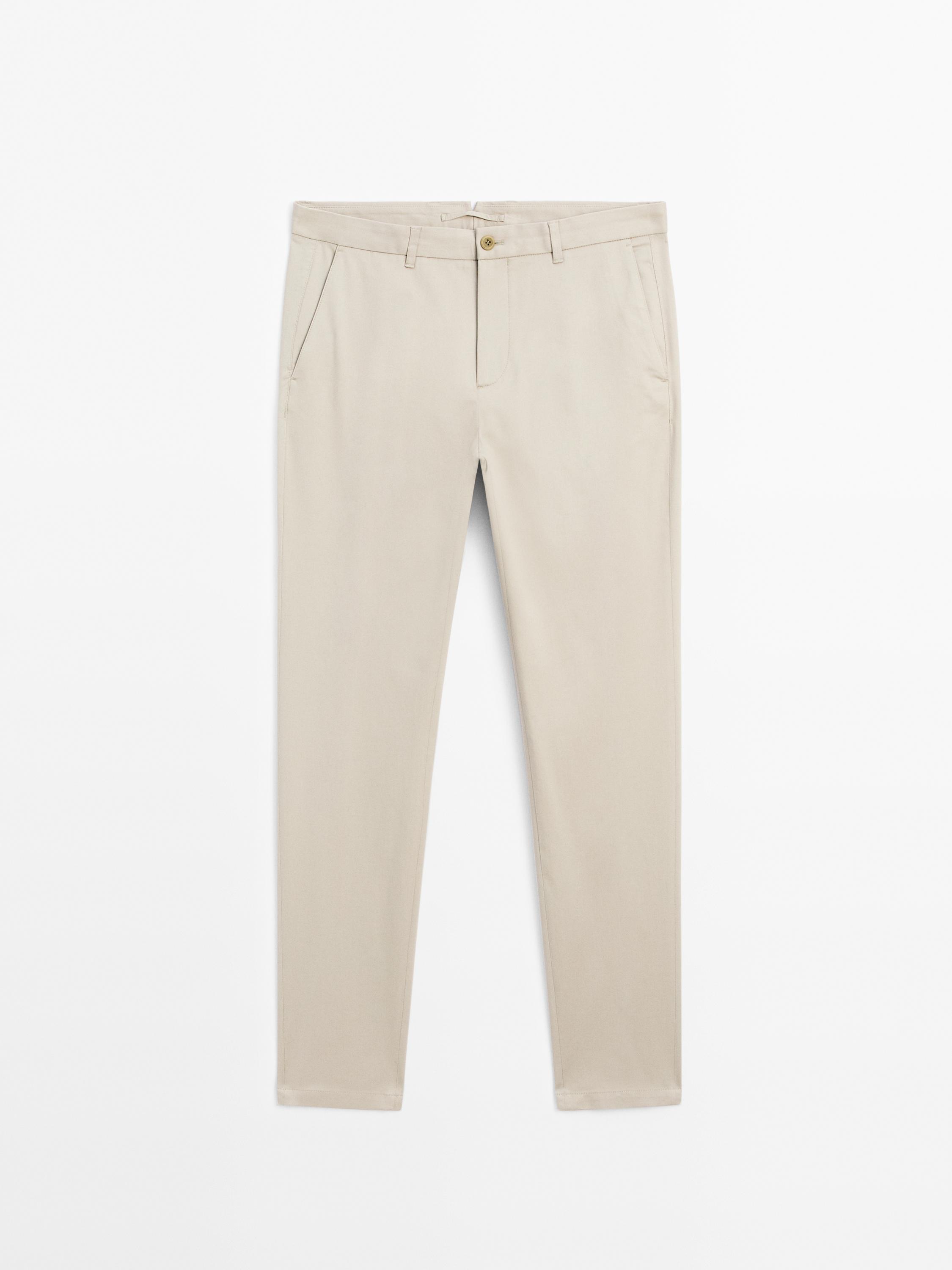 Slim fit comfort cotton blend trousers