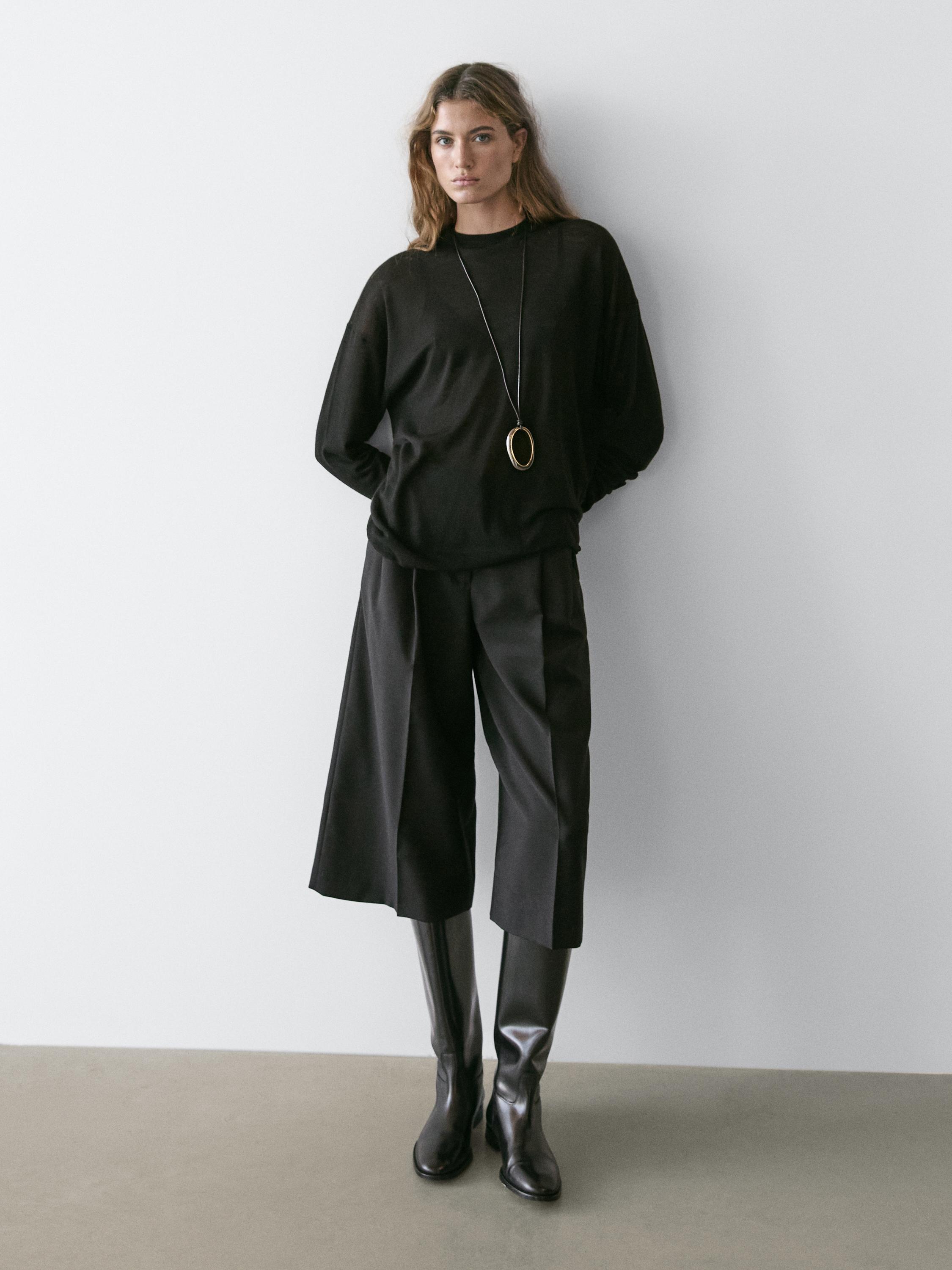 Oversize wool blend knit sweater