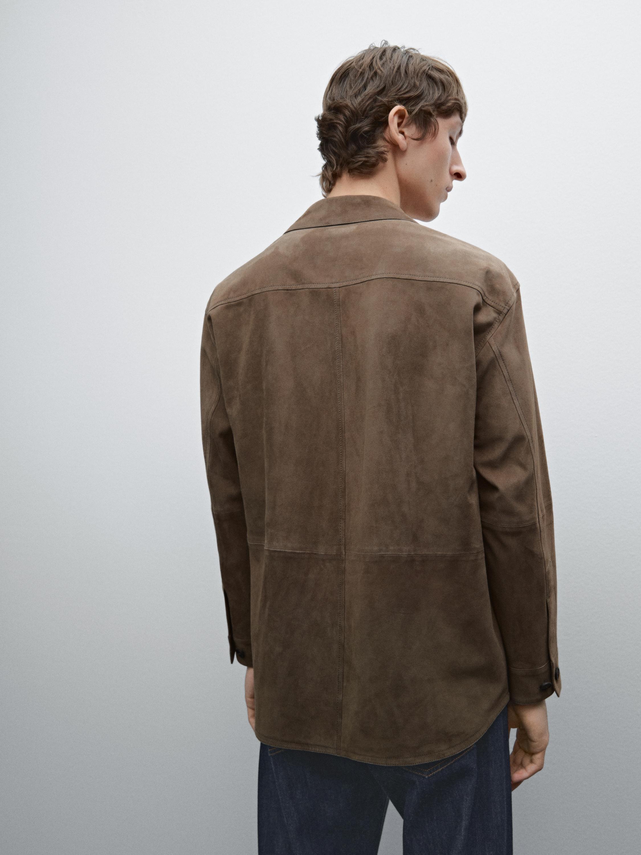 Suede overshirt with chest pockets