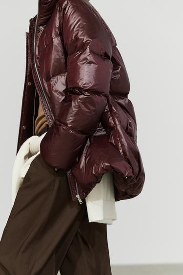 Shiny puffer jacket — BURGUNDY 8