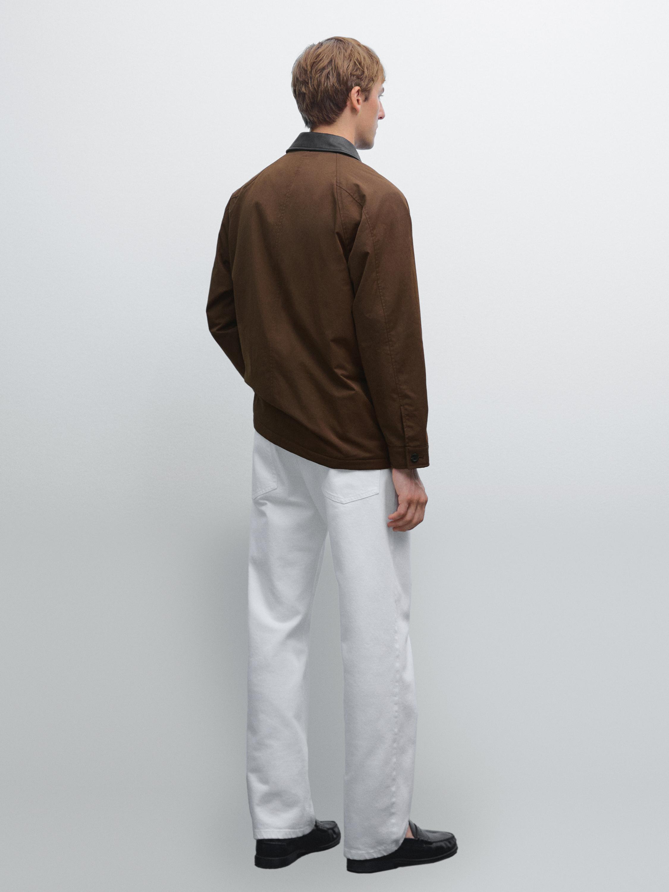 Short parka with collar detail