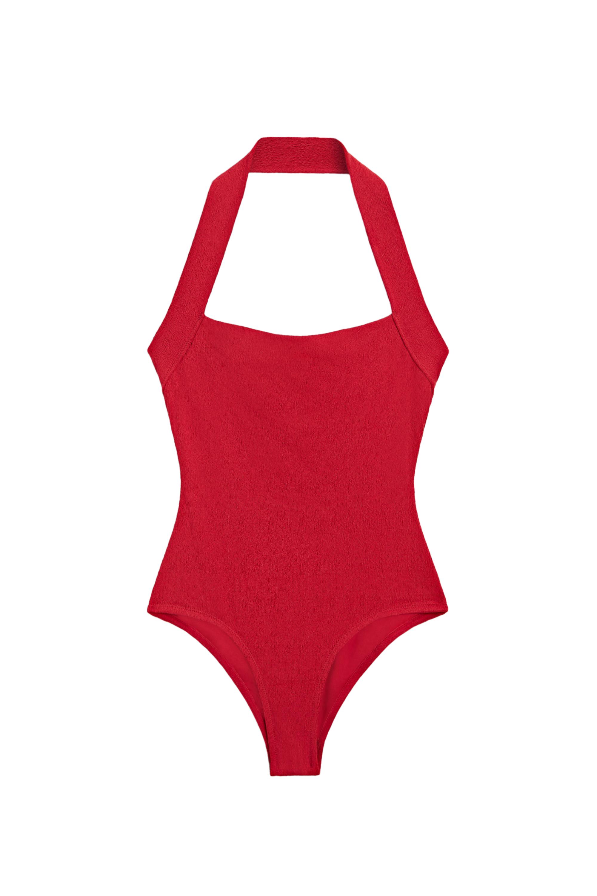 Textured halter swimsuit