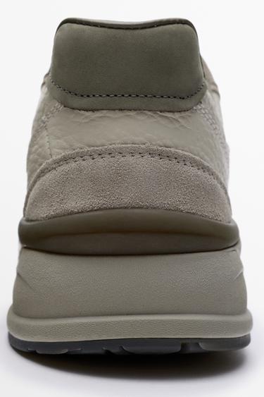 Mixed leather panel sneaker — WHITE 4