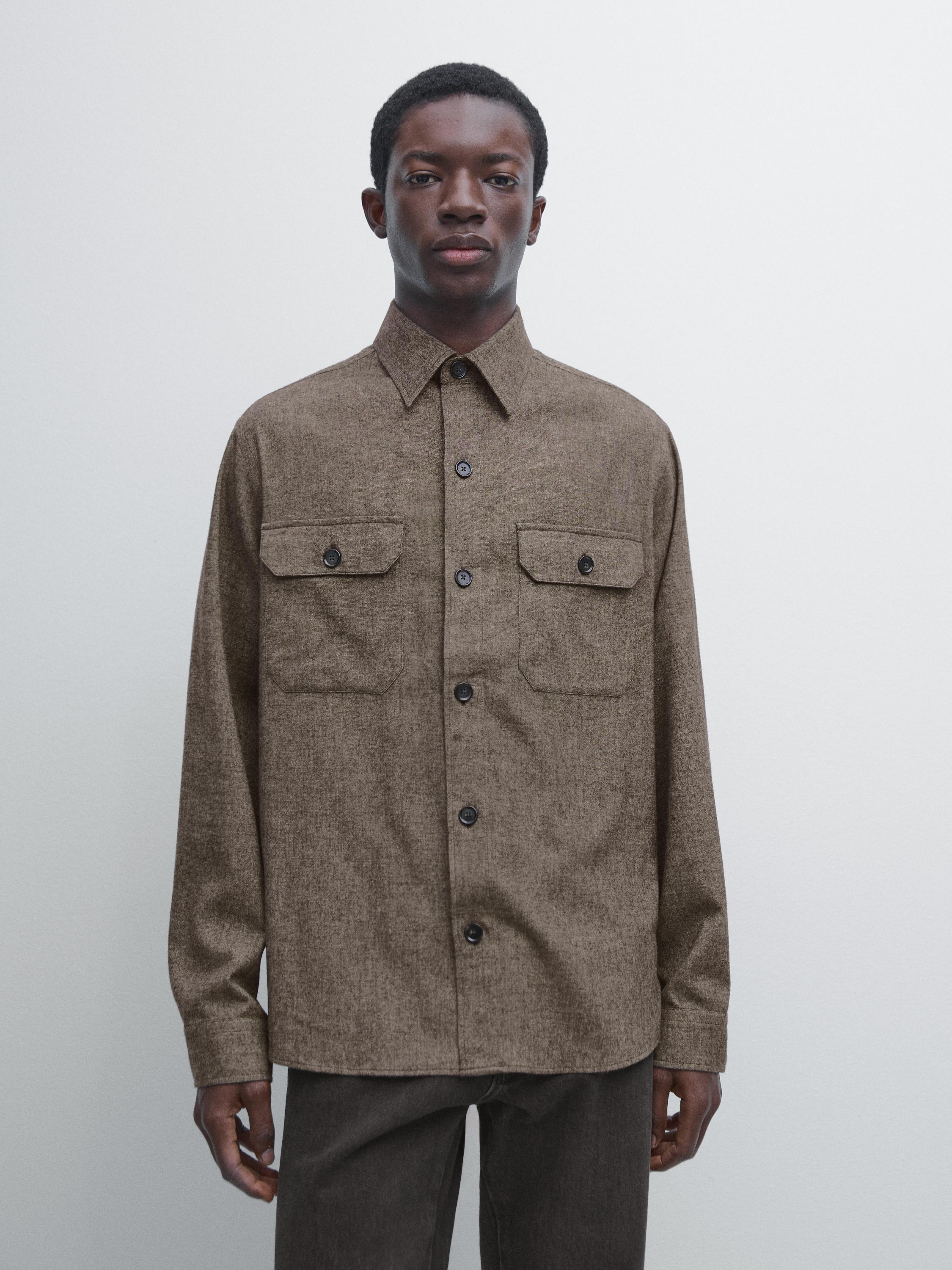 Wool blend overshirt with pockets