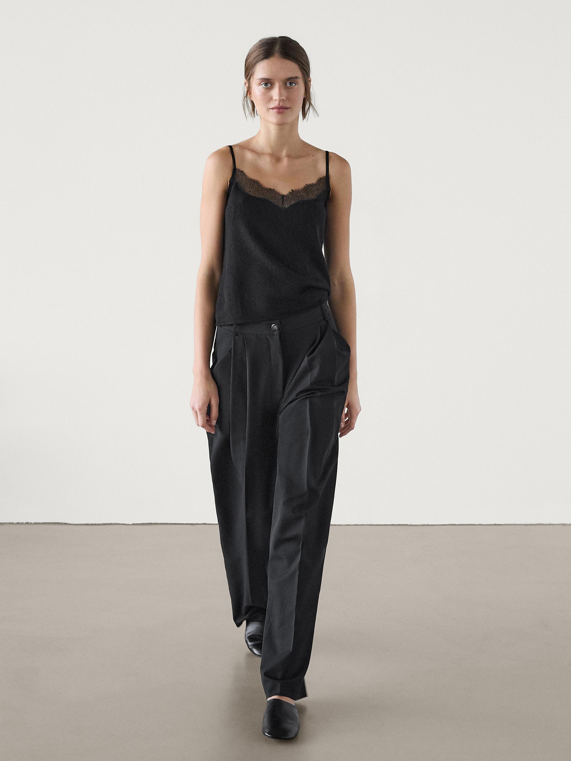 Lace-trimmed camisole top