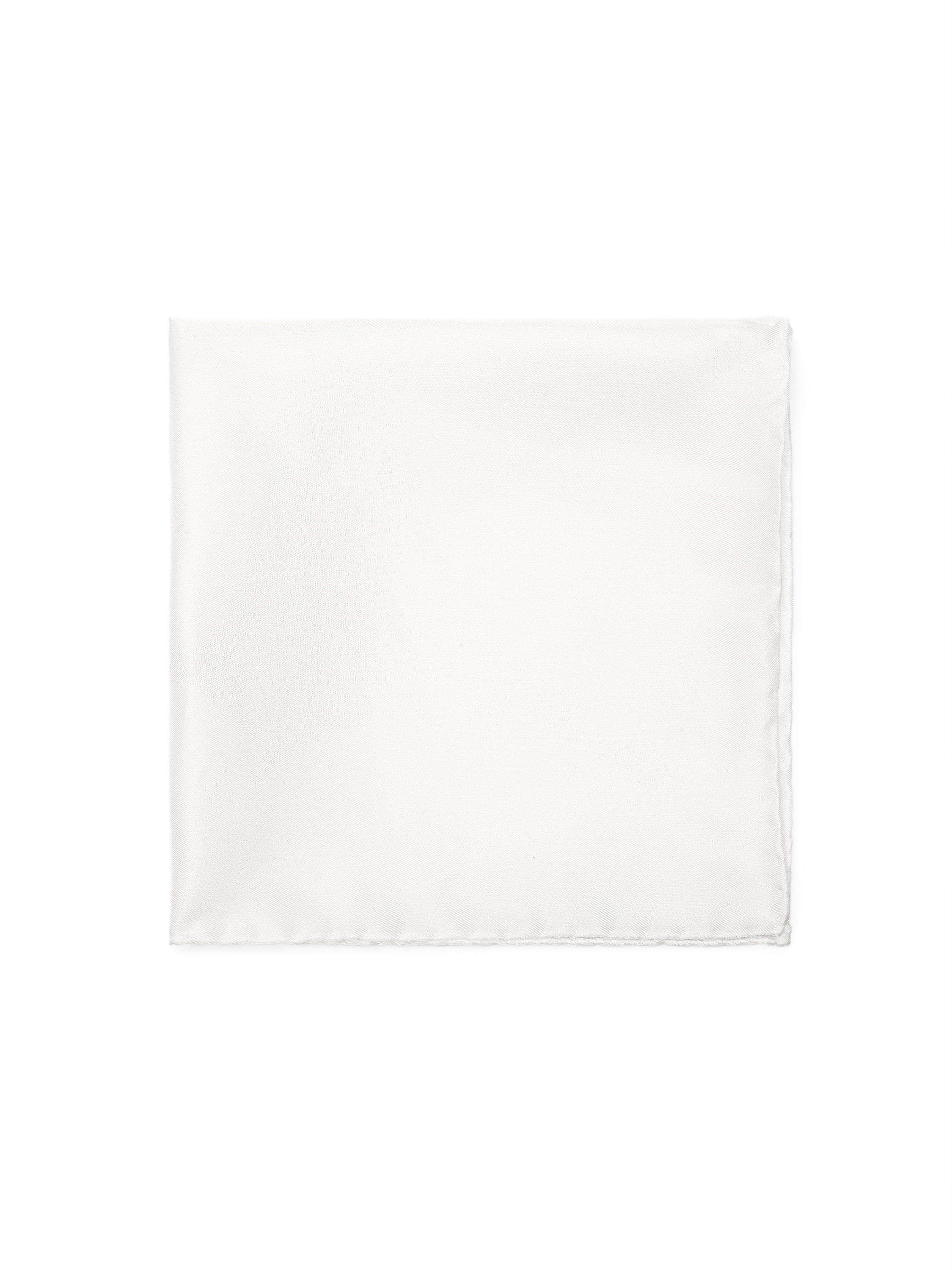 Plain 100% silk pocket square — WHITE