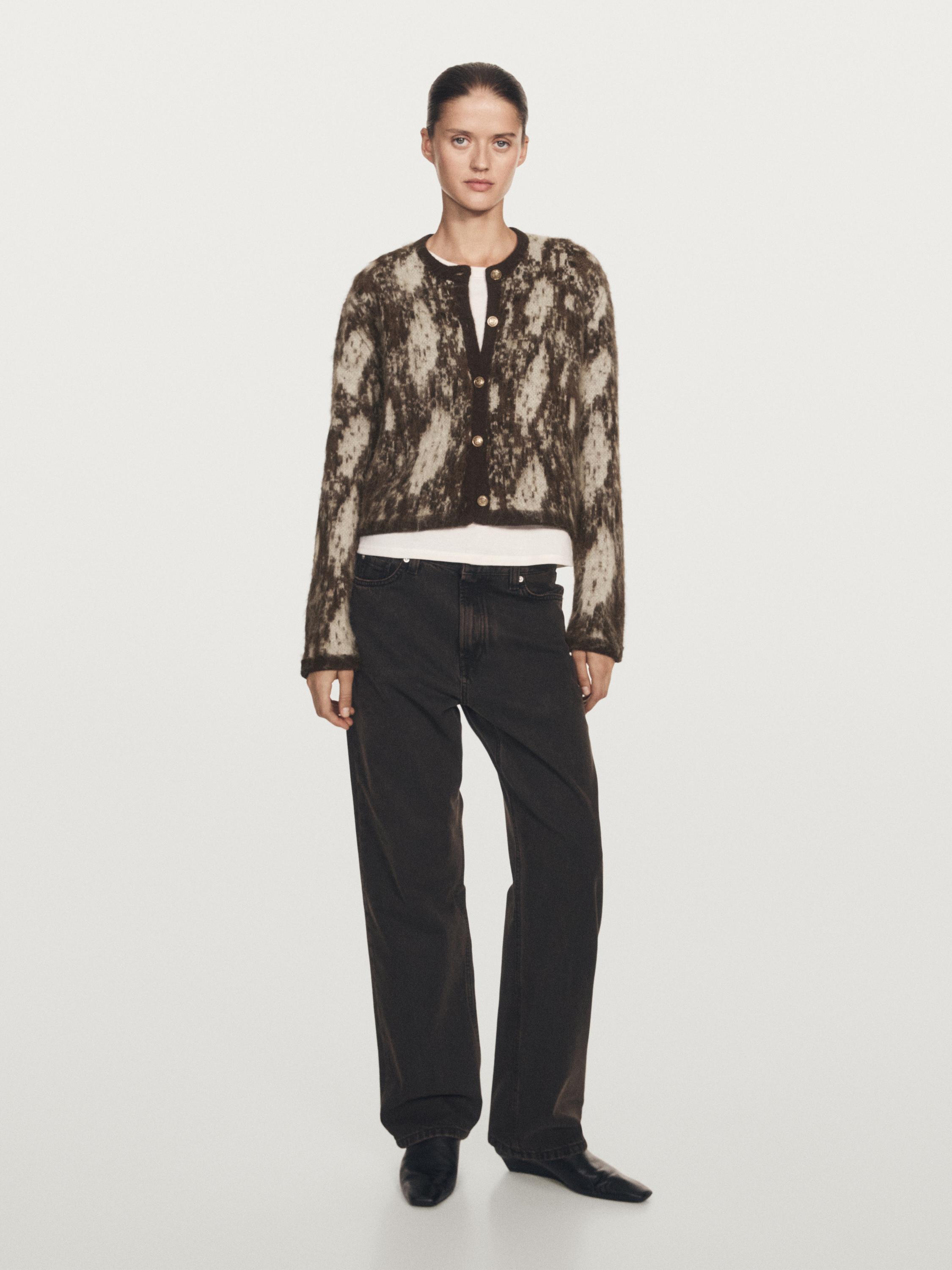 Snakeskin print knit cardigan