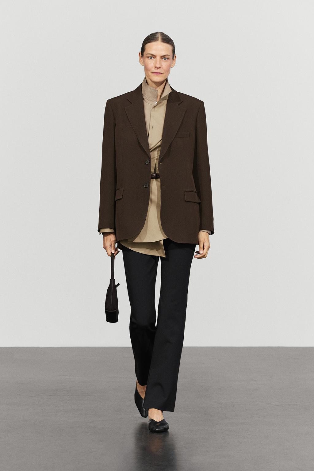 Massimo Dutti Maye yun qarışığı blazer tam görünüş