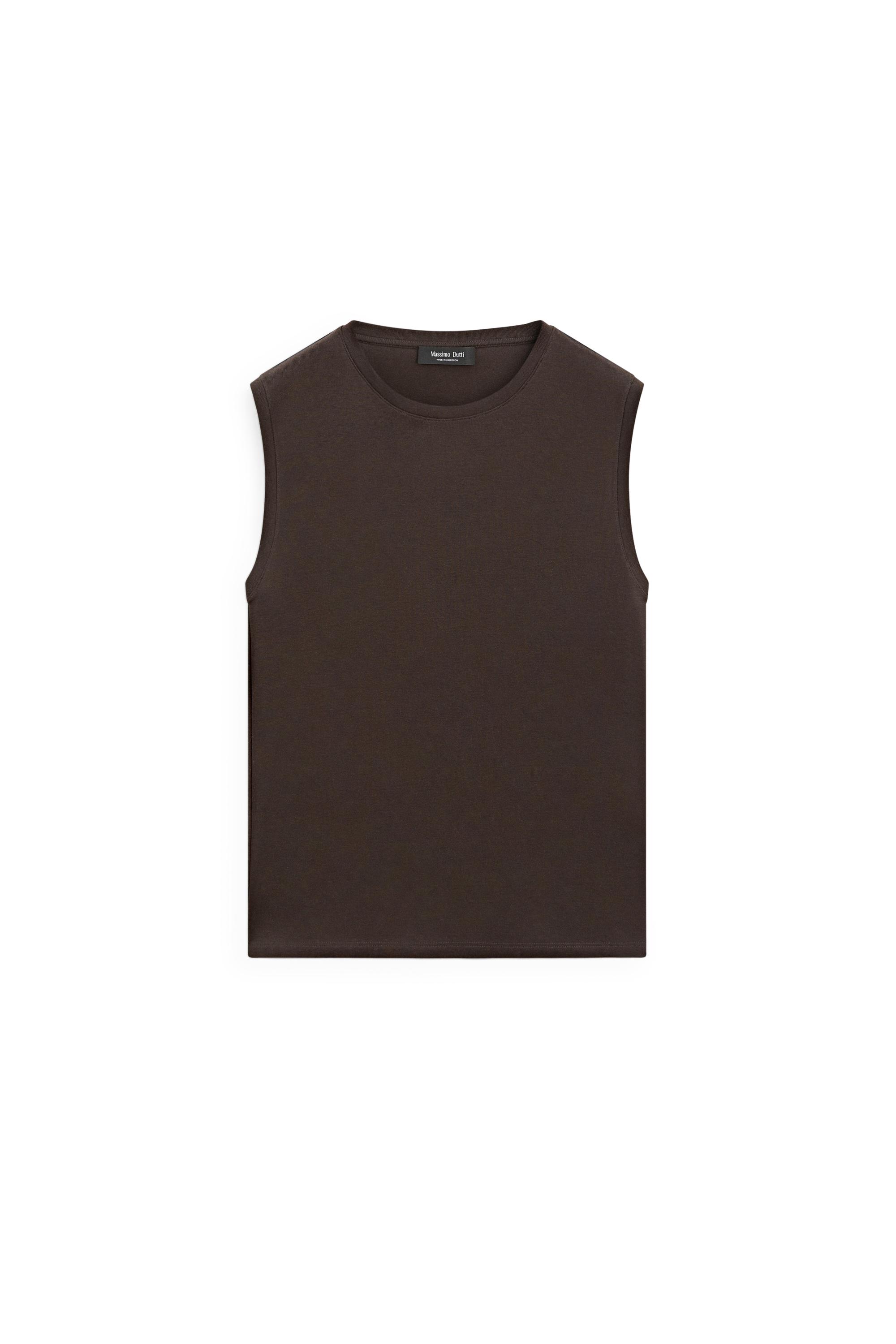 100% cotton sleeveless top — BROWN