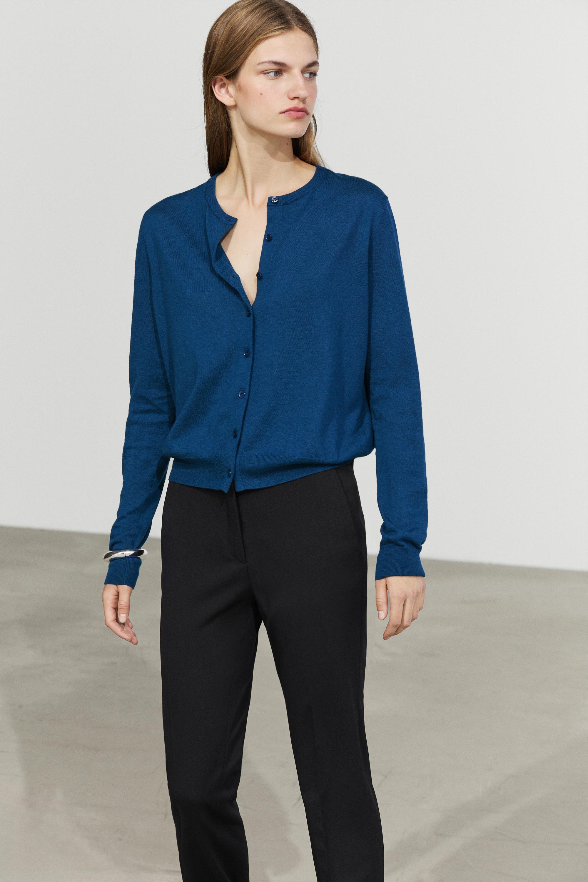 Cardigan en maille fine à col rond
