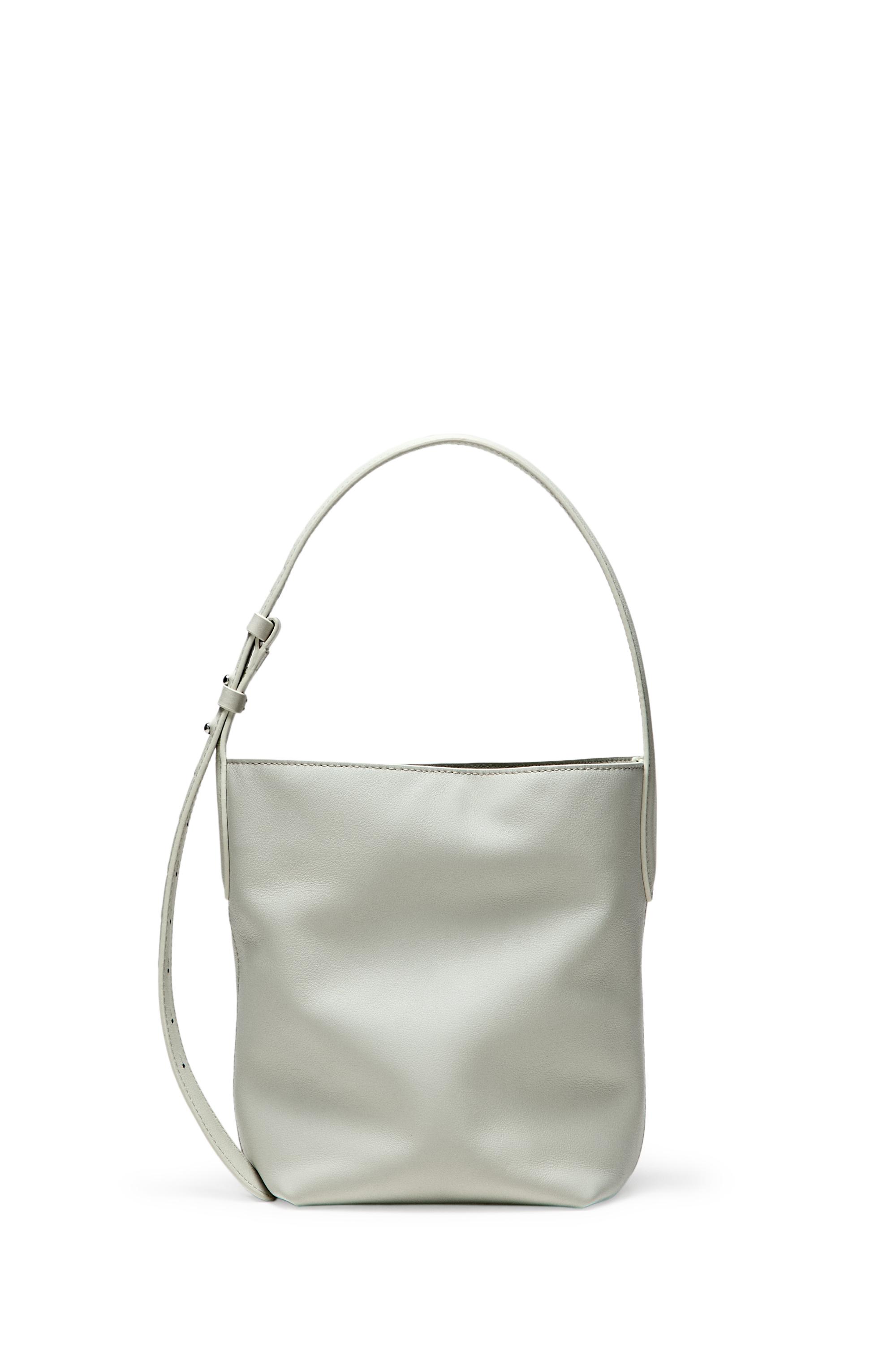 Nappa leather mini bucket bag — Off white