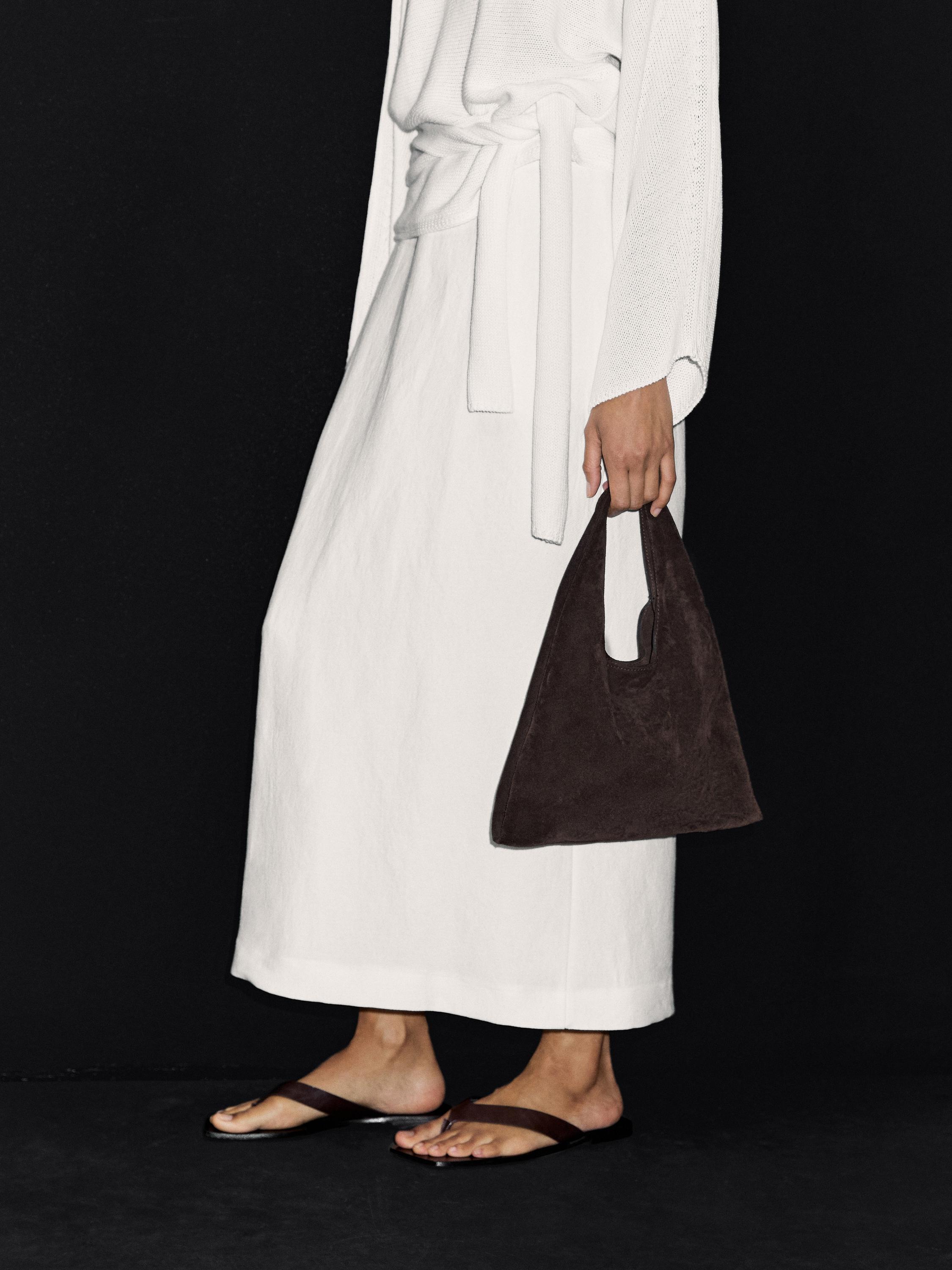 Straight hemp blend midi skirt