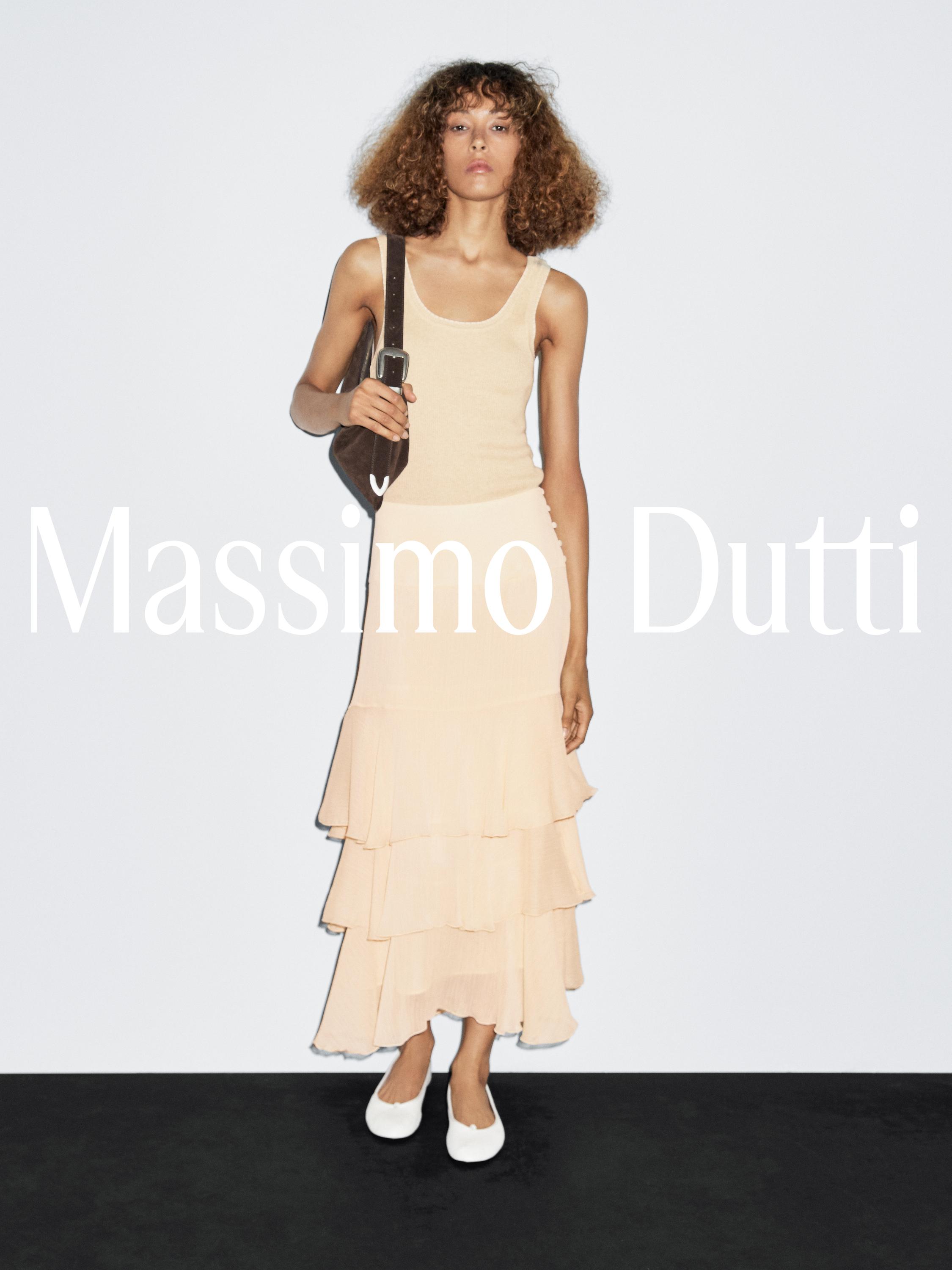 Long ruffled skirt with sash