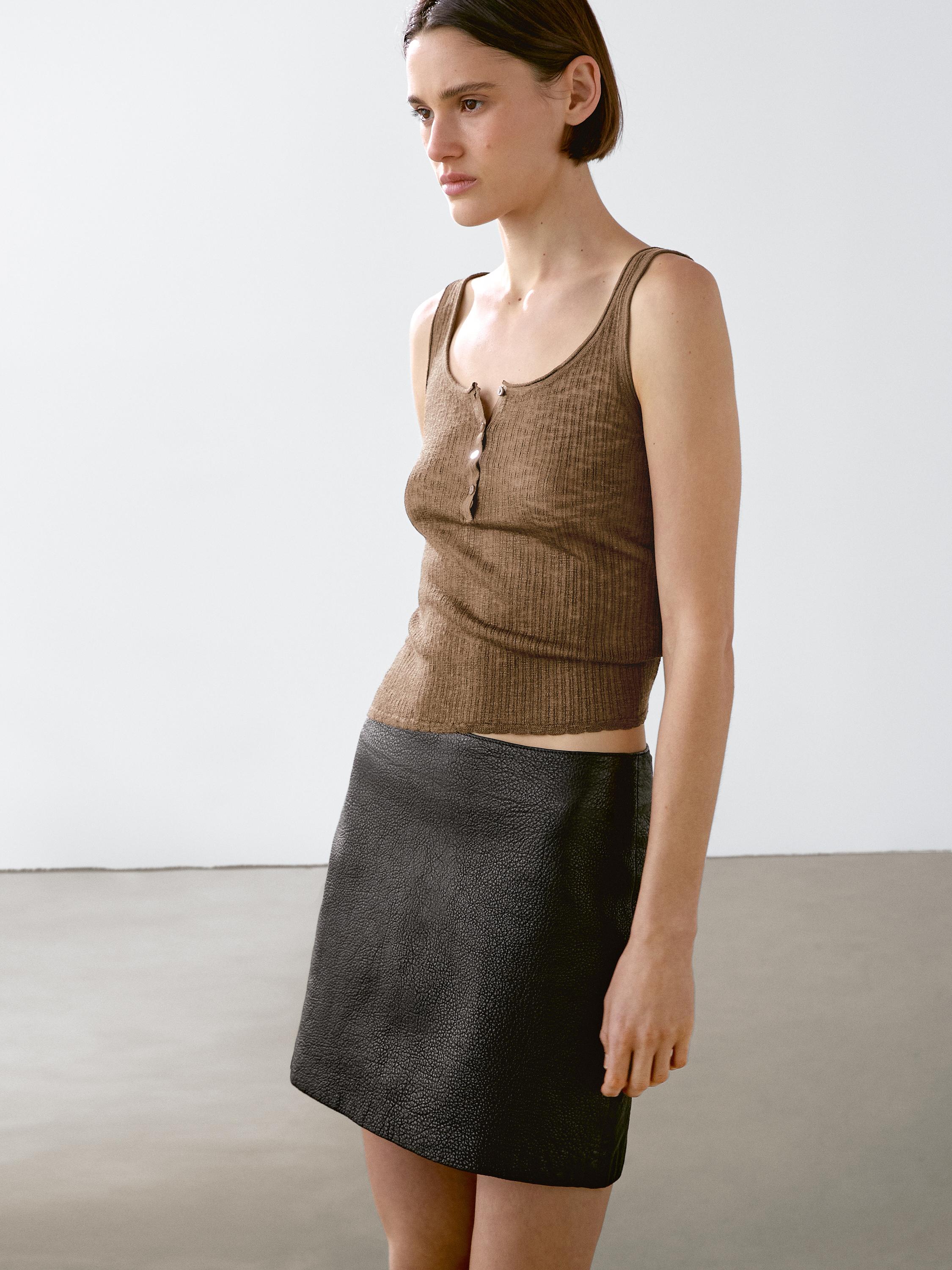 Top à bretelles en tissu chiné